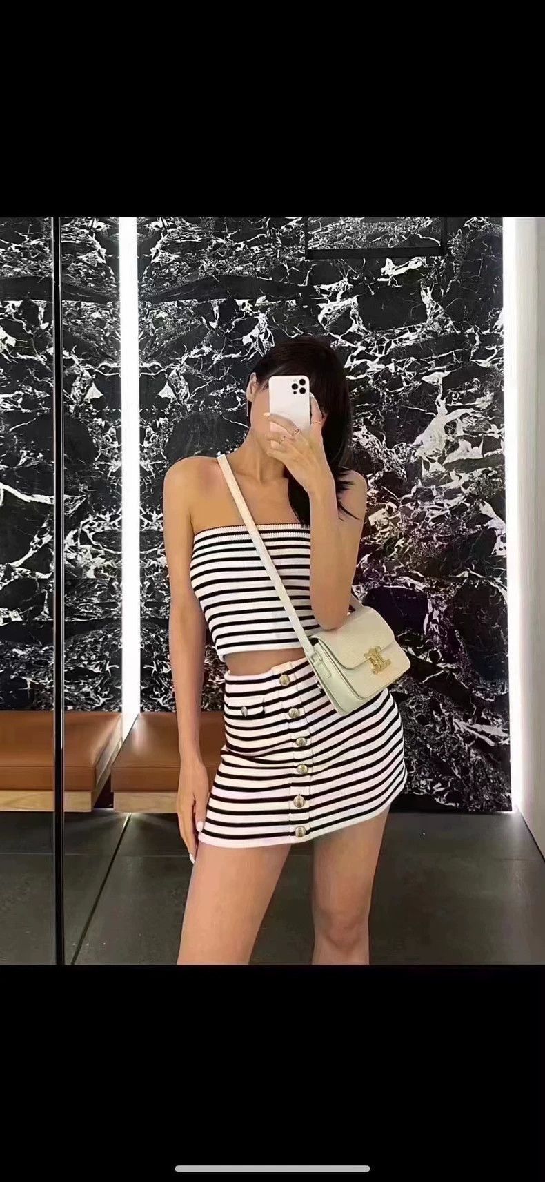 Celine Celine New Striped Skirt Size 22" - 4 Thumbnail