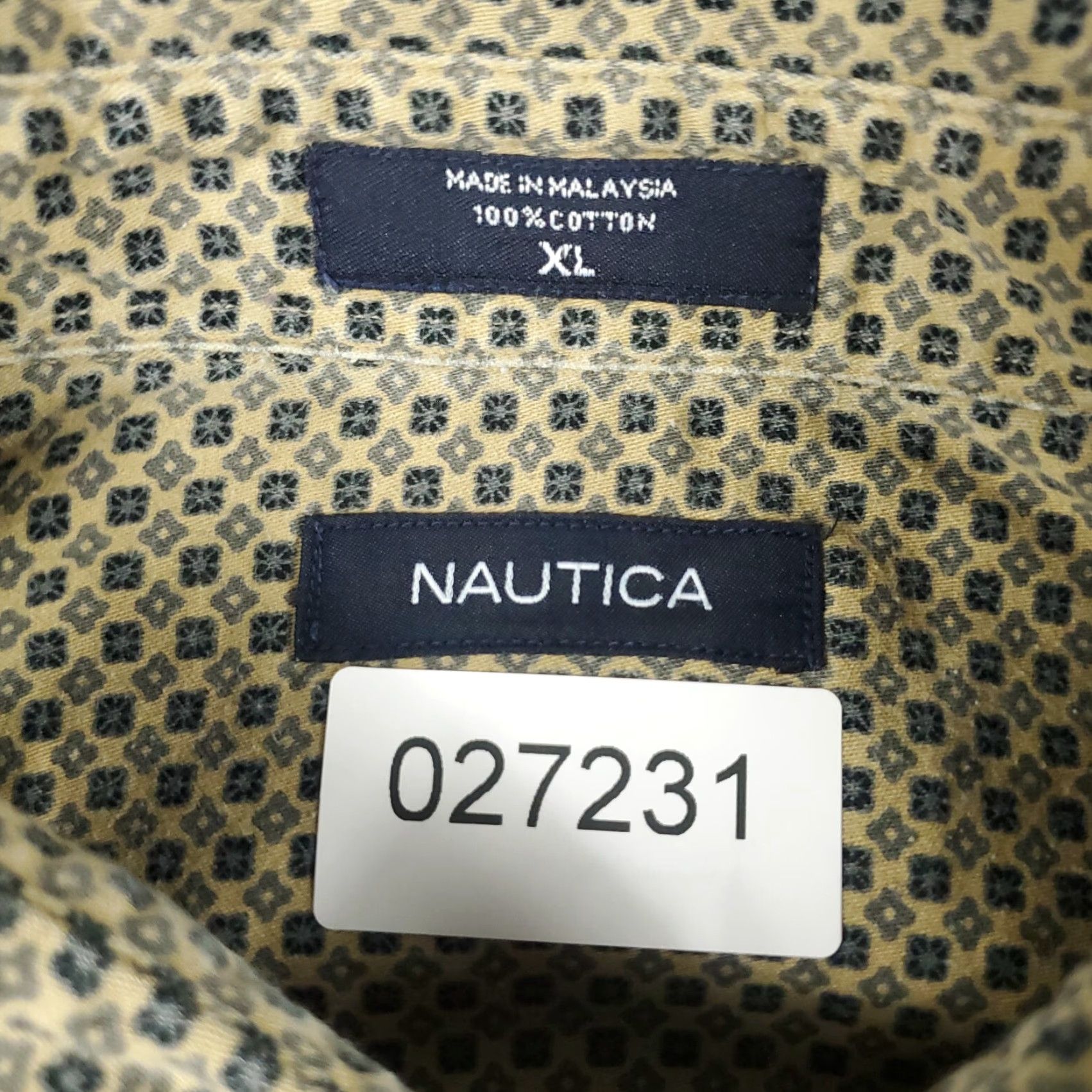 Nautica Nautica Shirt Mens XL Beige Geometric Button-Up Long Sleeve Casual Business Vintage: No Size US XL / EU 56 / 4 - 6 Thumbnail