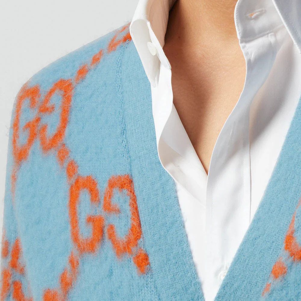 Gucci o1s1wg111025 Wool Cardigan With GG Intarsia in Multicolor Size US XL / EU 56 / 4 - 6 Thumbnail