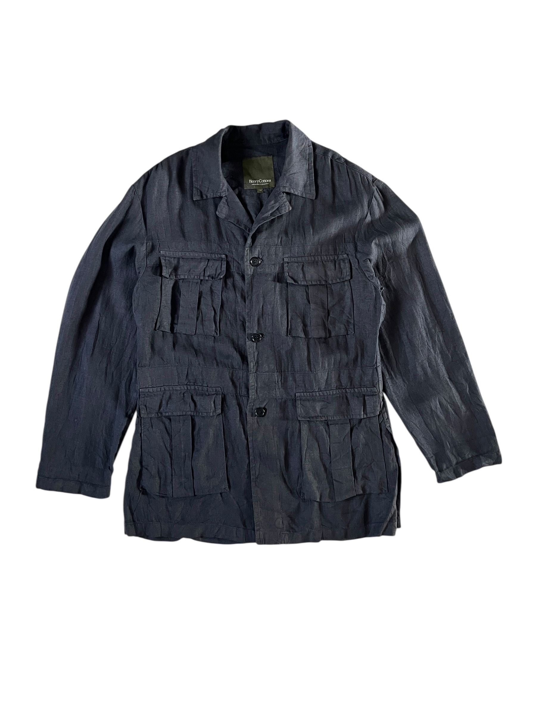 Henry Cotton’s Made in Italy Utility Navy Linen Jacket