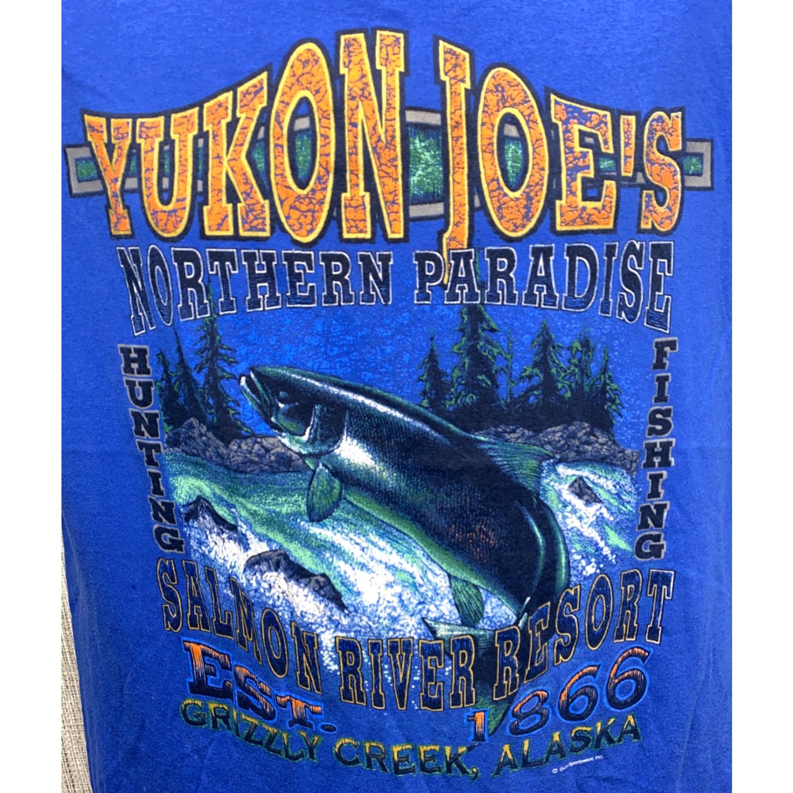 Sunray Sportswear VINTAGE Suns Sportswear Mens T-Shirt Blue L Yukon Joes Graphic USA Made Shirt Men Size L Blues? Size US L / EU 52-54 / 3 - 2 Thumbnail