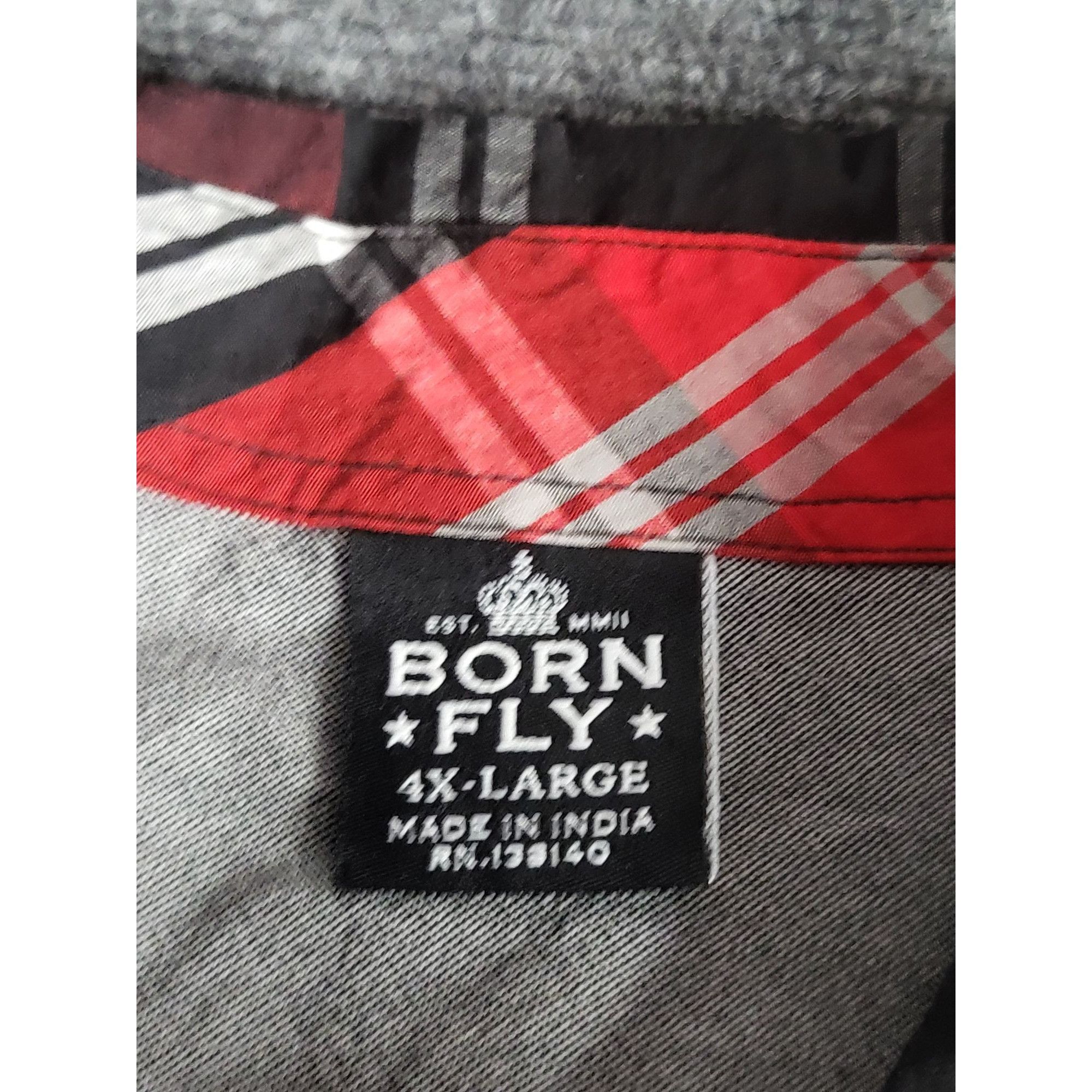Born Fly Born Fly Red Plaid Button Up Shirt Men Sz 4XL Cotton Plus Si Size US XXL / EU 58 / 5 - 6 Thumbnail