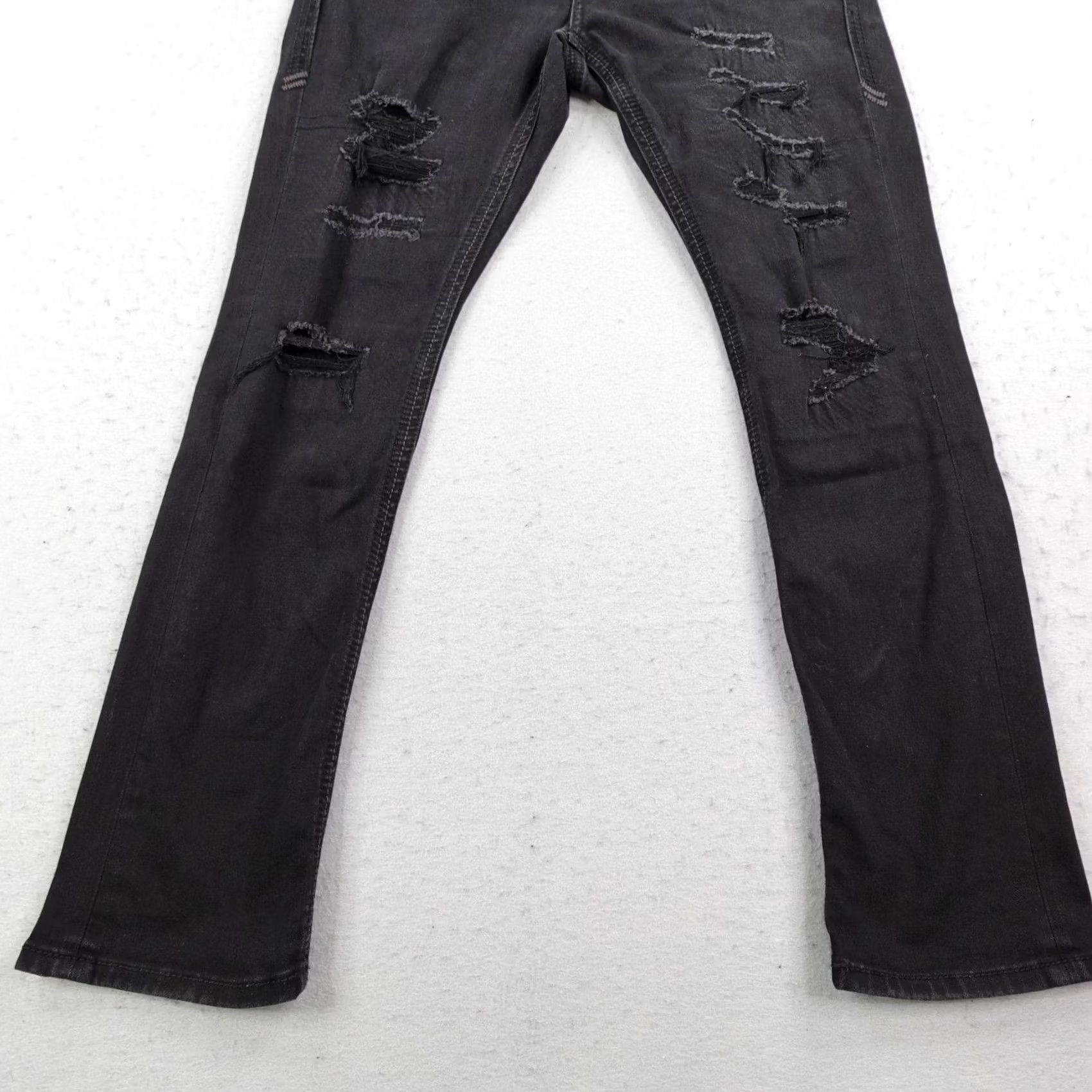 Vintage American Fighter Jeans Mens 31x30 Black Denim Straight Fit Distressed Buckle Size US 31 - 3 Thumbnail