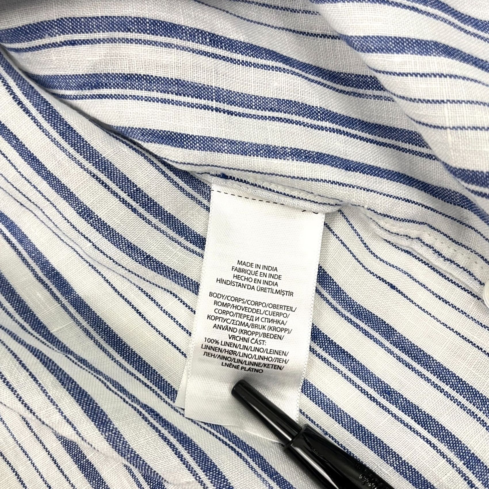 Polo Ralph Lauren VINTAGE Polo Ralph Lauren Blouse Womens L Oversized Popover Linen Blue White Beachy Prep Size L / US 10 / IT 46 - 3 Thumbnail