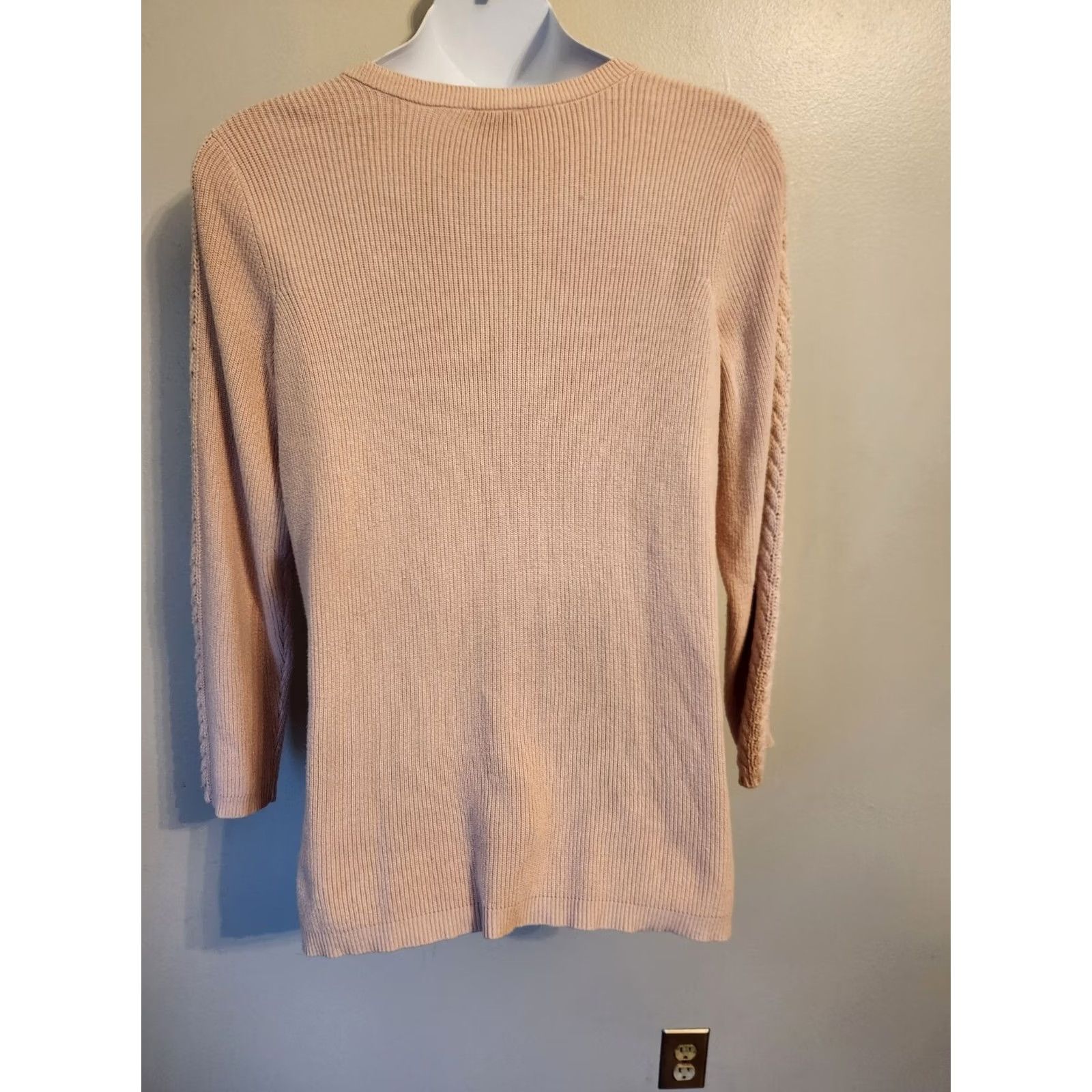 Avenue VINTAGE None Avenue Sweater Shirt Womens 2X Pink Cable-Knit Ribbed V-Neck Long Sleeve Pullover Casual Plus Size Size XXL / US 16-18 / IT 52-54 - 5 Thumbnail