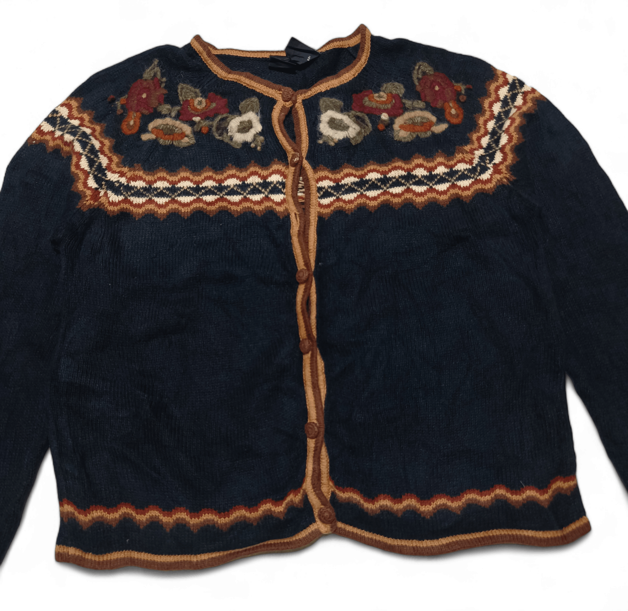 Other Vintage ERIKA Floral Embroidered Motifs Pattern Knit Sweater Size L / US 10 / IT 46 - 3 Thumbnail