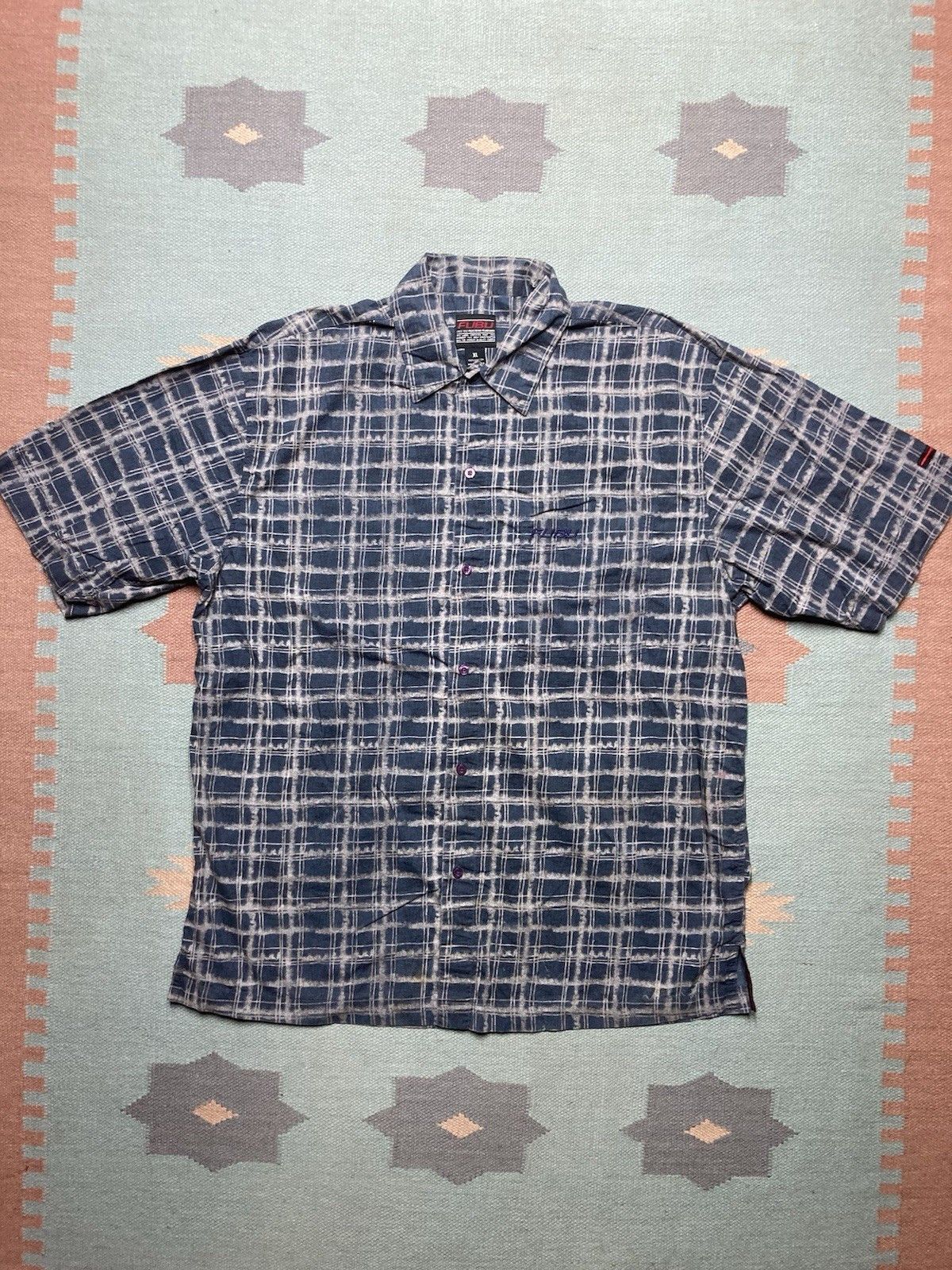 Fubu × Vintage y2k button shirt Fubu short sleeve shadow hip hop baggy XL Size US XL / EU 56 / 4 - 1 Thumbnail