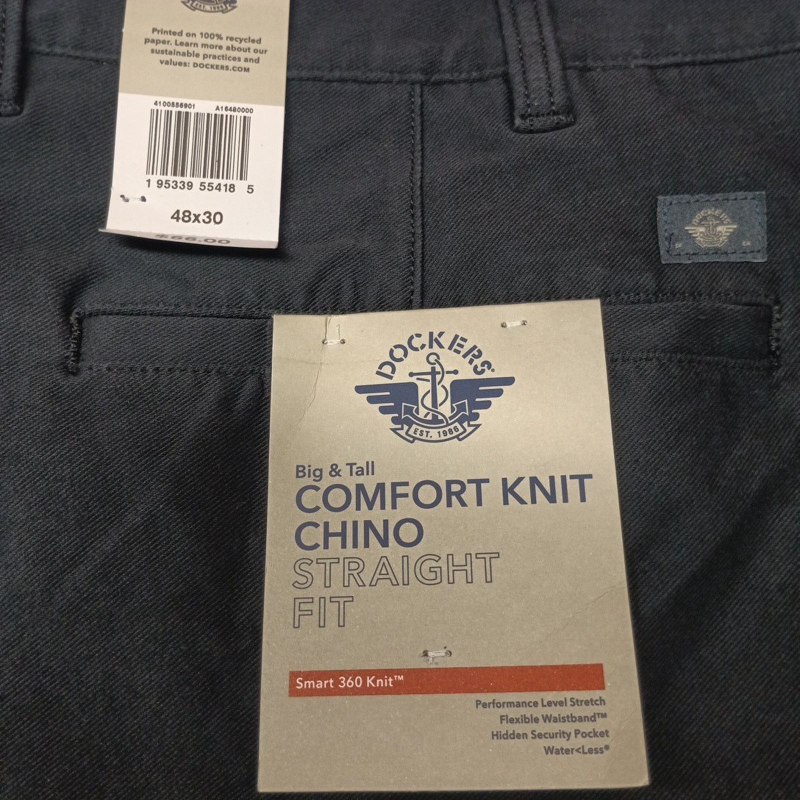 Dockers Dockers Comfort Knit Chino Pants Men's Size 48x30 Black Size US 44 / EU 60 - 2 Thumbnail