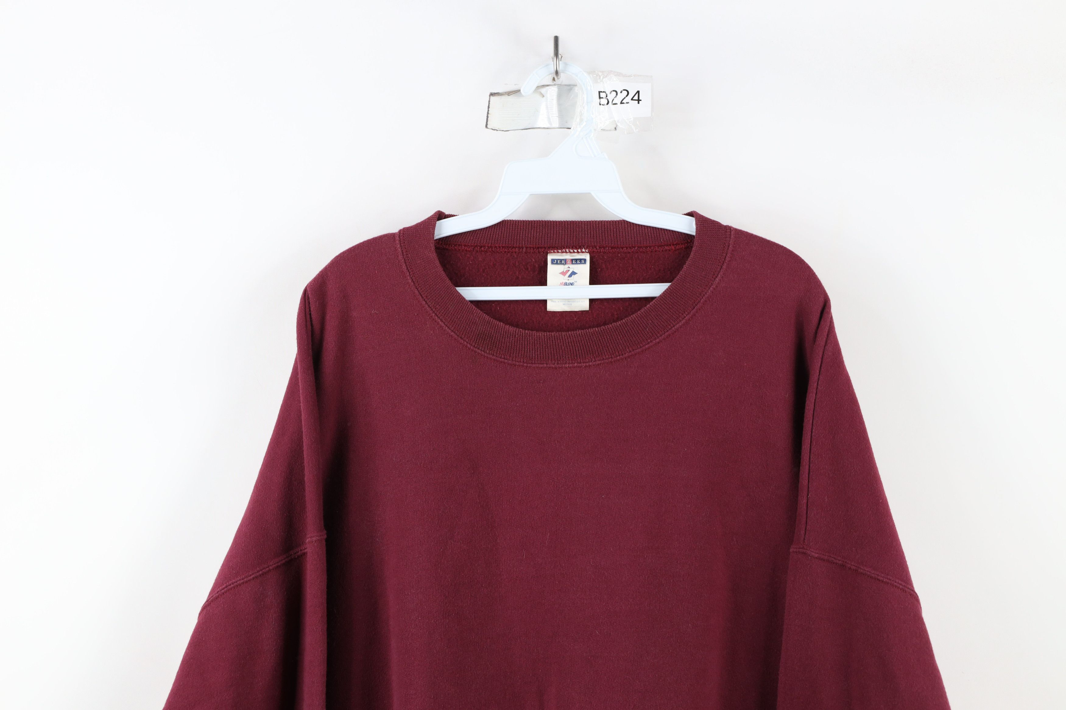 Vintage Vintage 90s Streetwear Blank Crewneck Sweatshirt Maroon Size US XXL / EU 58 / 5 - 2 Thumbnail