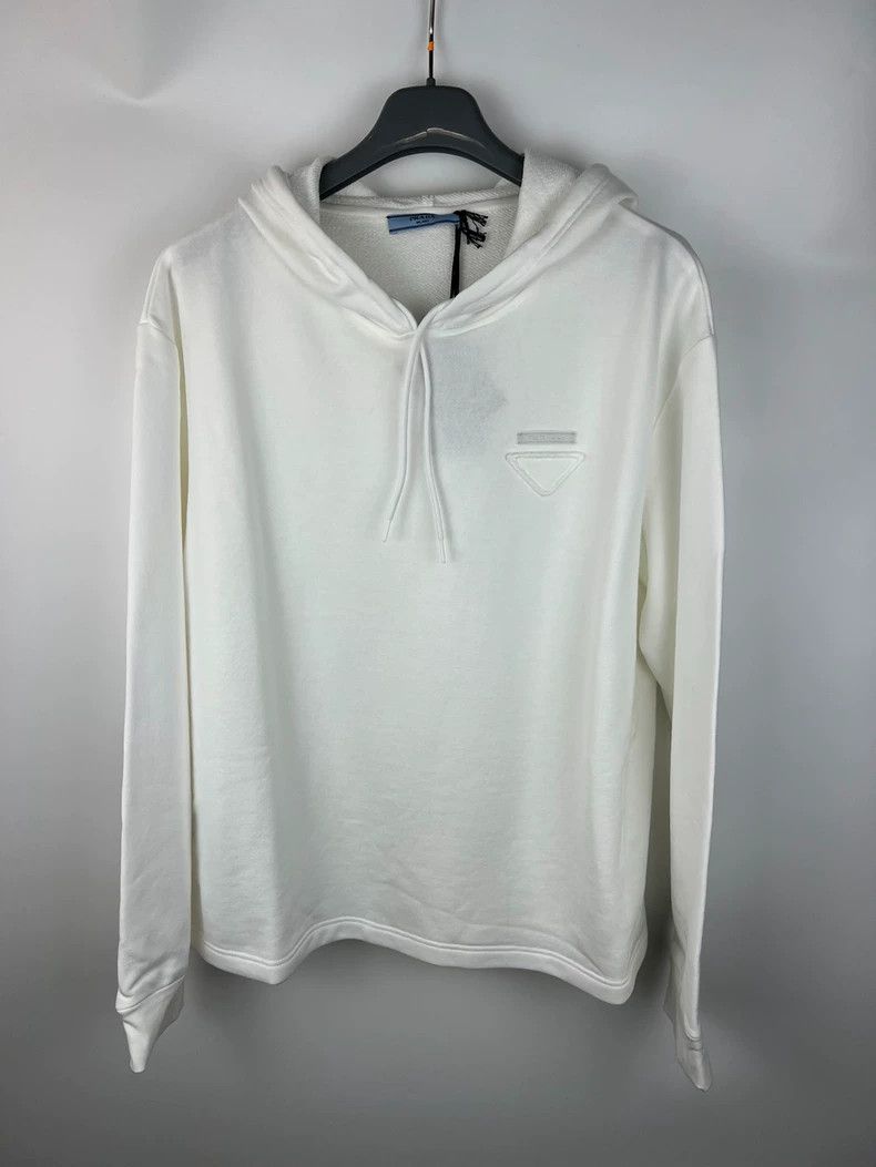 Prada Prada White inverted triangle logo hoodie Size M / US 6-8 / IT 42-44 - 1 Thumbnail