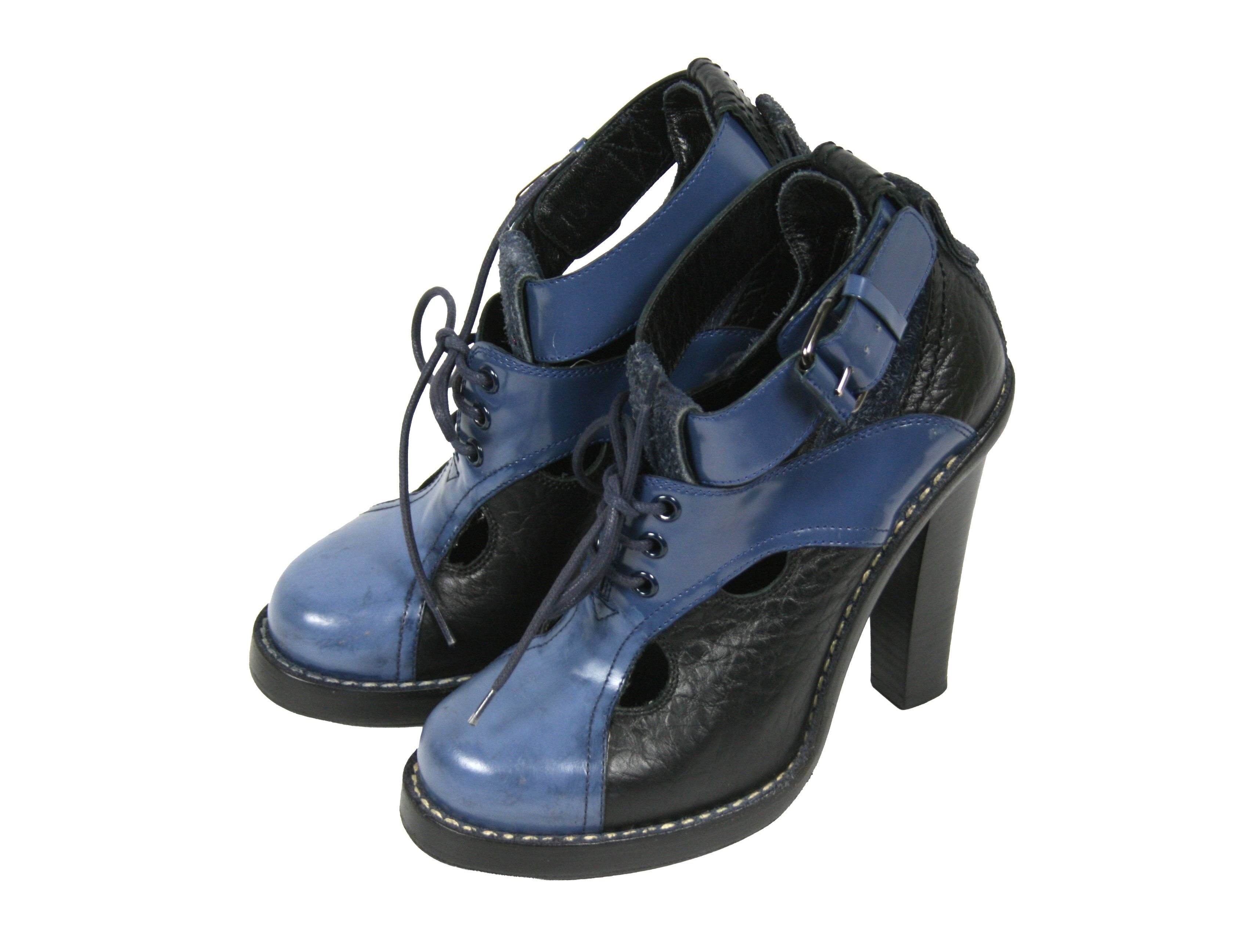 Balenciaga Cut Out Lace Up Heeled Leather Boots Size US 5 / IT 35 - 3 Thumbnail