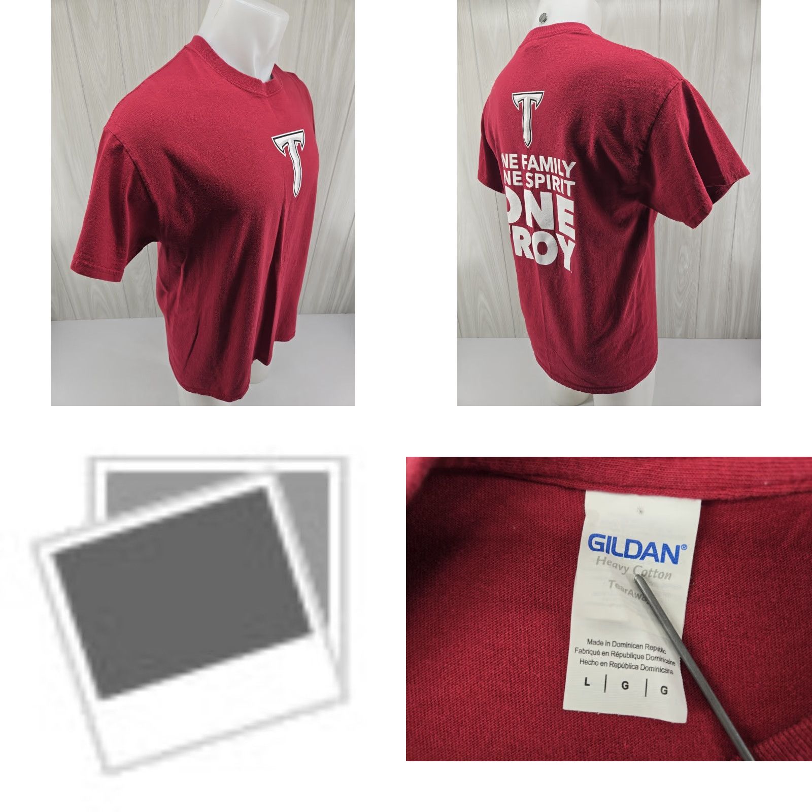 Gildan Troy University Trojans Red T Shirt Size Large Mens Simple Script Tee Short Sleeve Cotton Size US L / EU 52-54 / 3 - 8 Thumbnail