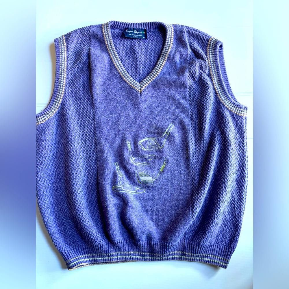 Designer Vintage Sempre Elegante Golf Sweater Size US M / EU 48-50 / 2 - 1 Thumbnail