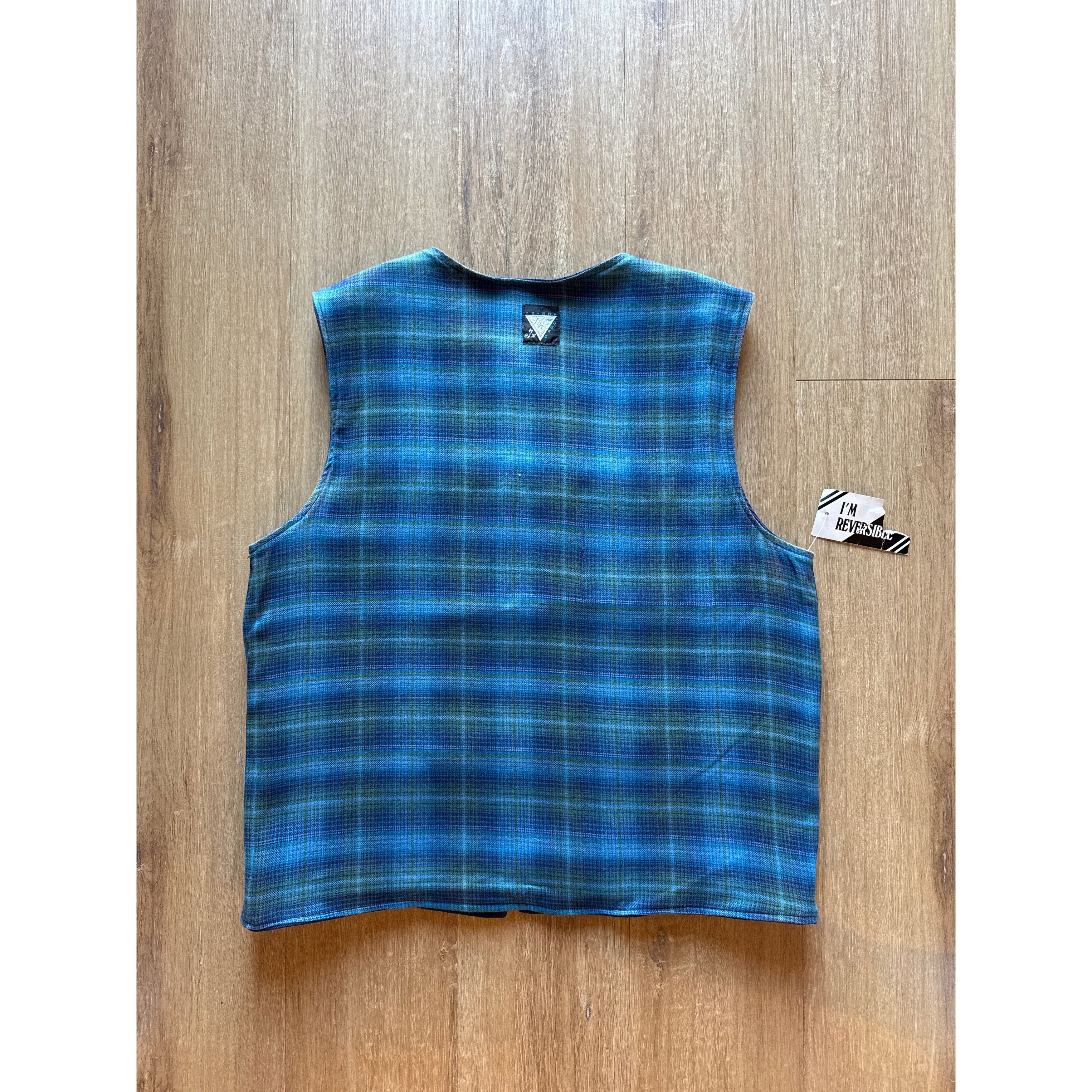 Vintage Vintage 90s Be-Bop Plaid Cargo Reversible Vest Size US L / EU 52-54 / 3 - 3 Thumbnail