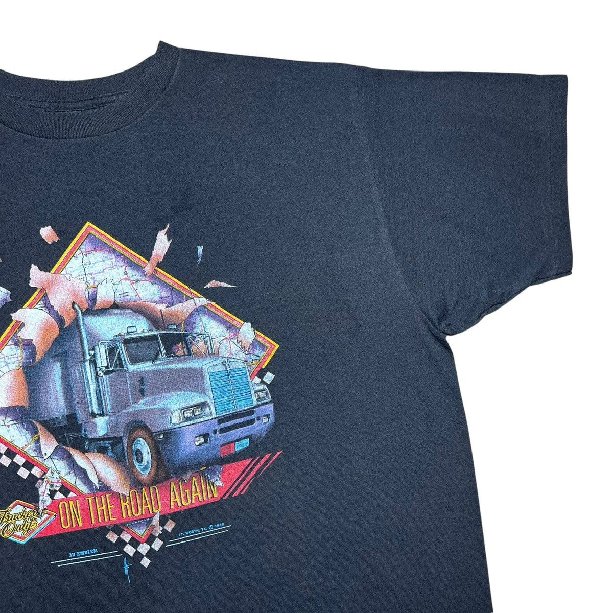 Other Vtg 1988 Truckers Only On The Road Again 3D Emblem T-Shirt Size US XL / EU 56 / 4 - 5 Thumbnail