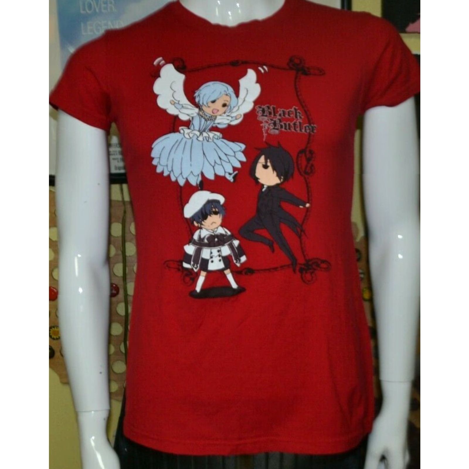 Vintage Womens Black Butler T-Shirt Large Red Cotton 100% Graphic Print Short Sleeve Round Neck Juniors Boys Girls Mens Womens Size L / US 10 / IT 46 - 2 Thumbnail