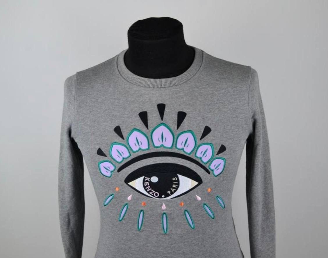 Kenzo Womens KENZO PARIS Grey Embroidered Eye Sweatshirt Size M Size M / US 6-8 / IT 42-44 - 2 Thumbnail