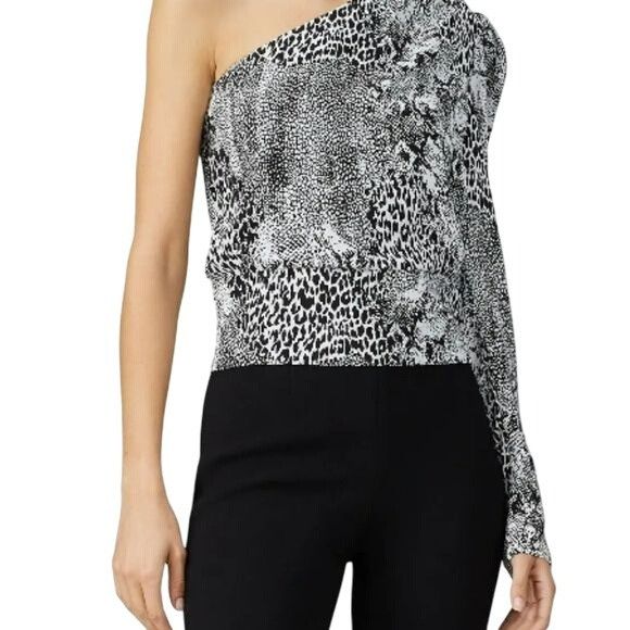 Other Retro AFRM Stryker 1 Shoulder Crop Top Animal Black Women's Size L / US 10 / IT 46 - 2 Thumbnail