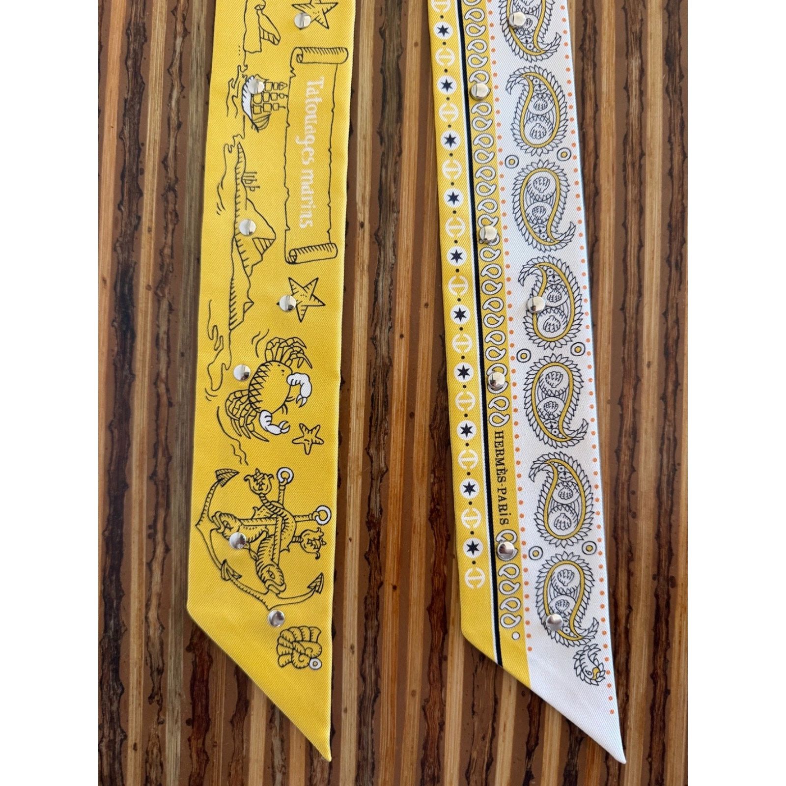 Hermes Hermes Scarf Twilly Tatouages Marins Bandana Studded Silk Size ONE SIZE - 7 Thumbnail