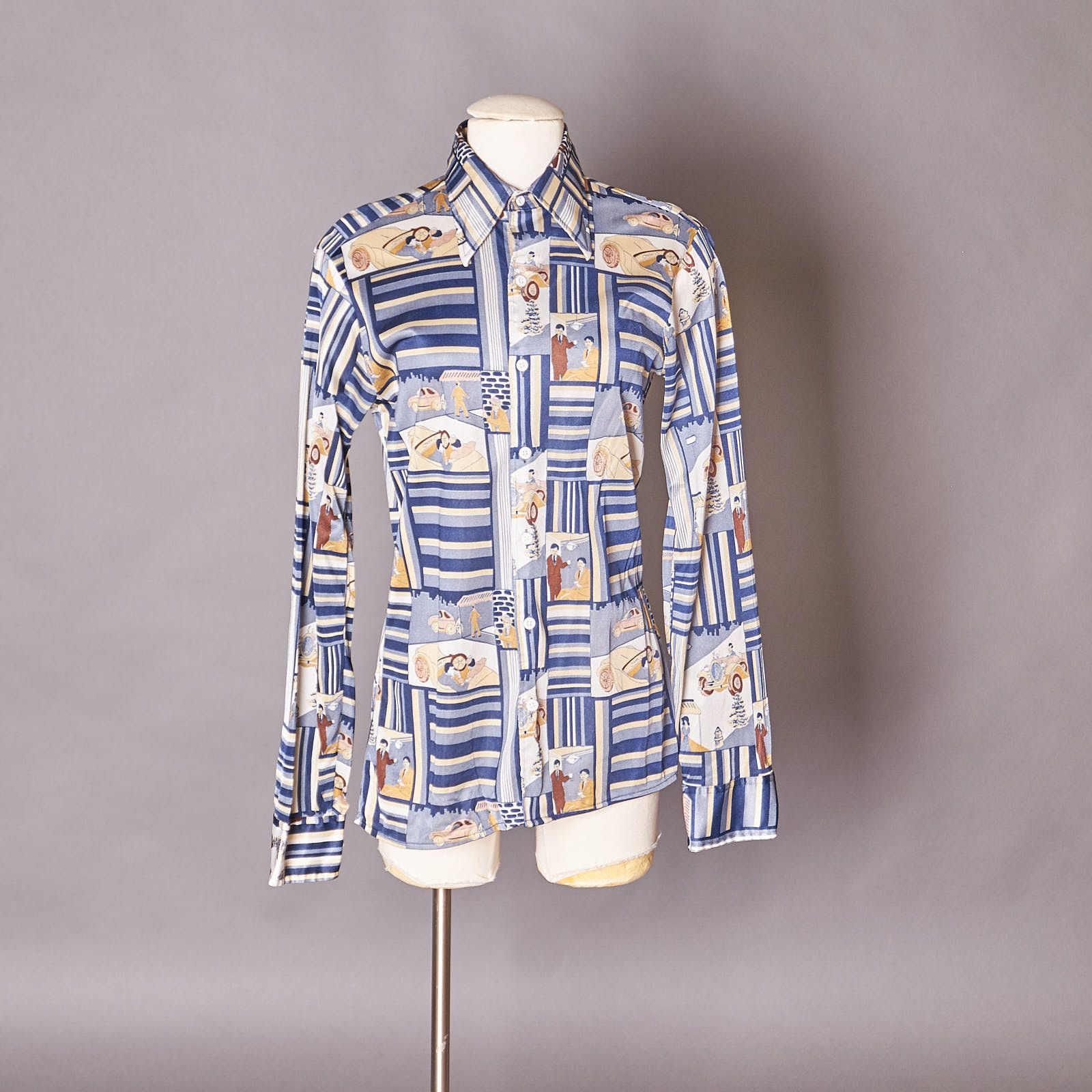 Brigade 1970s Novelty Car Print Butterfly Collar Button Up shirt Size US M / EU 48-50 / 2 - 1 Thumbnail