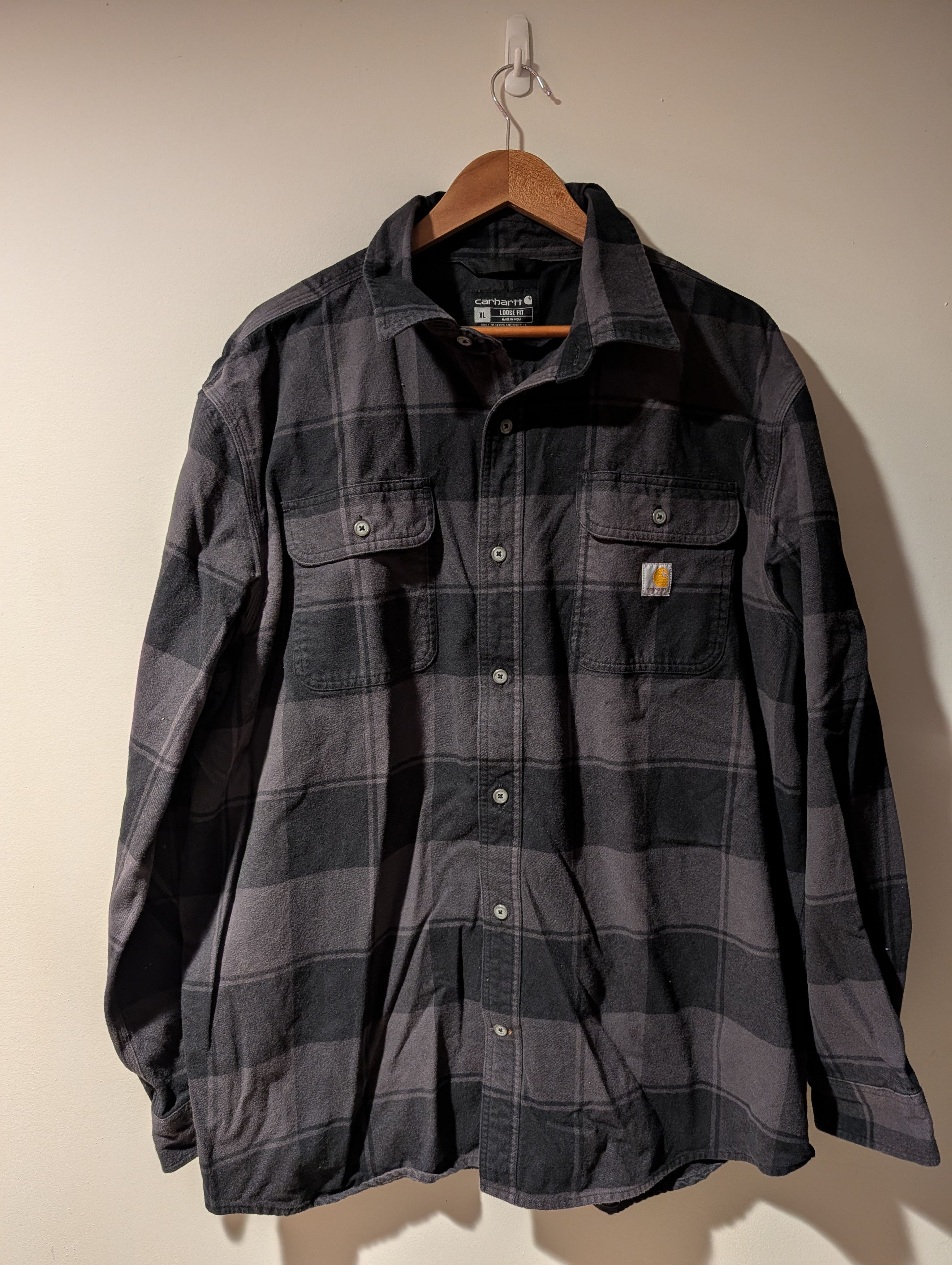 Carhartt Carhartt Loose Fit Black Gray X-Large Flannel Shirt Size US XL / EU 56 / 4 - 1 Thumbnail