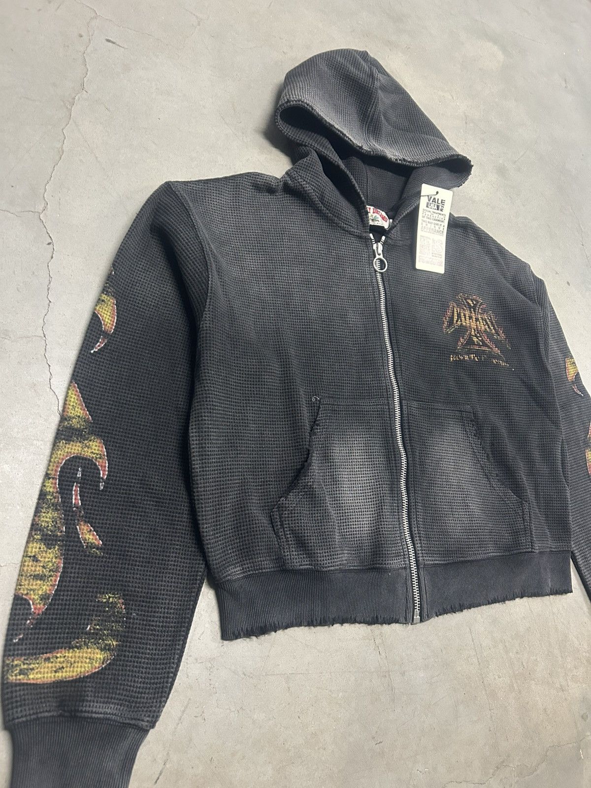 Vale Vale Forever Valley Reborn Black Waffle Knit Zip Up Hoodie Size US S / EU 44-46 / 1 - 2 Thumbnail