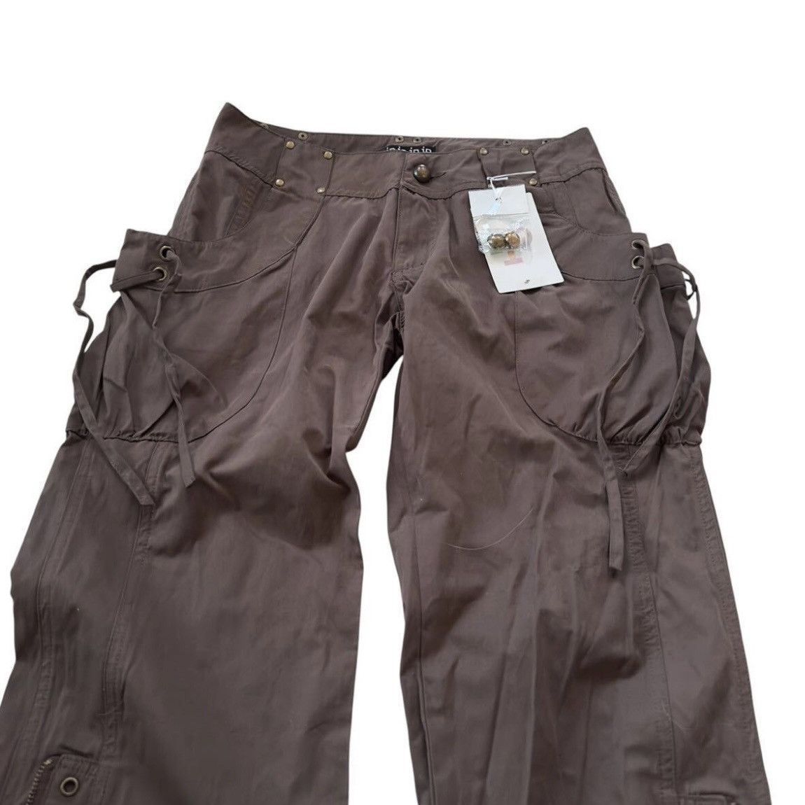 Japanese Brand 00s Japanese label Y2K lace up gimmick cargo flare pants Size 28" / US 6 / IT 42 - 2 Thumbnail