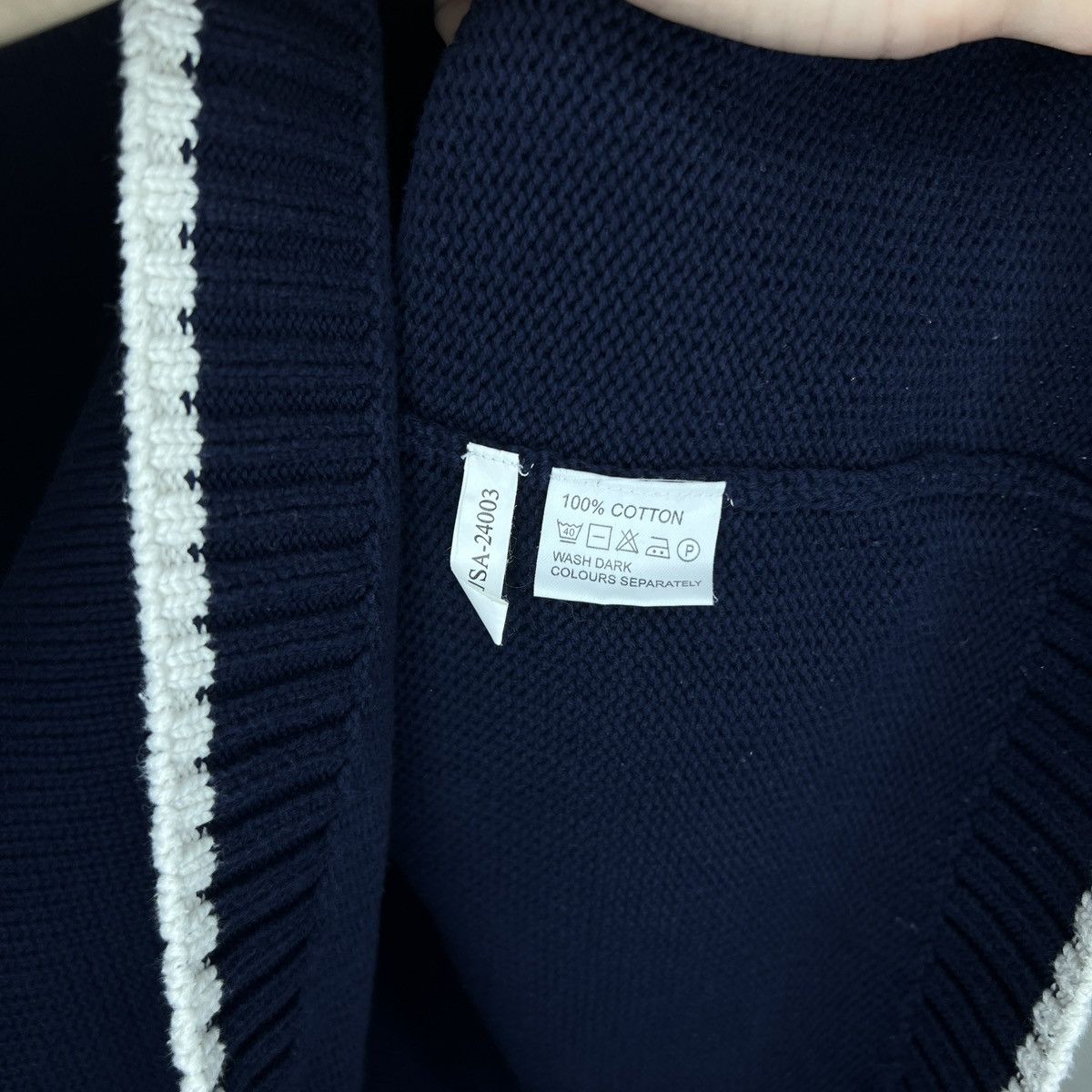Yves Saint Laurent Yves Saint Laurent YSL Jumper Sweater Knitwear Navy Beige Size US L / EU 52-54 / 3 - 6 Thumbnail