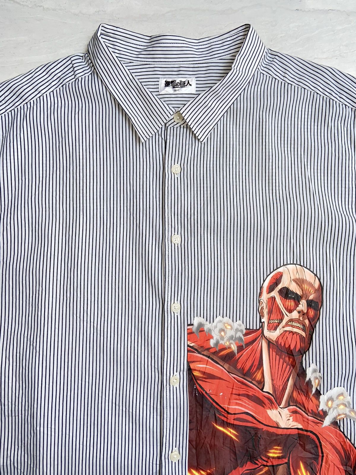Designer × Japanese Brand Attack on Titan Anime Manga Japan Striped Shirt Size US XXL / EU 58 / 5 - 5 Thumbnail