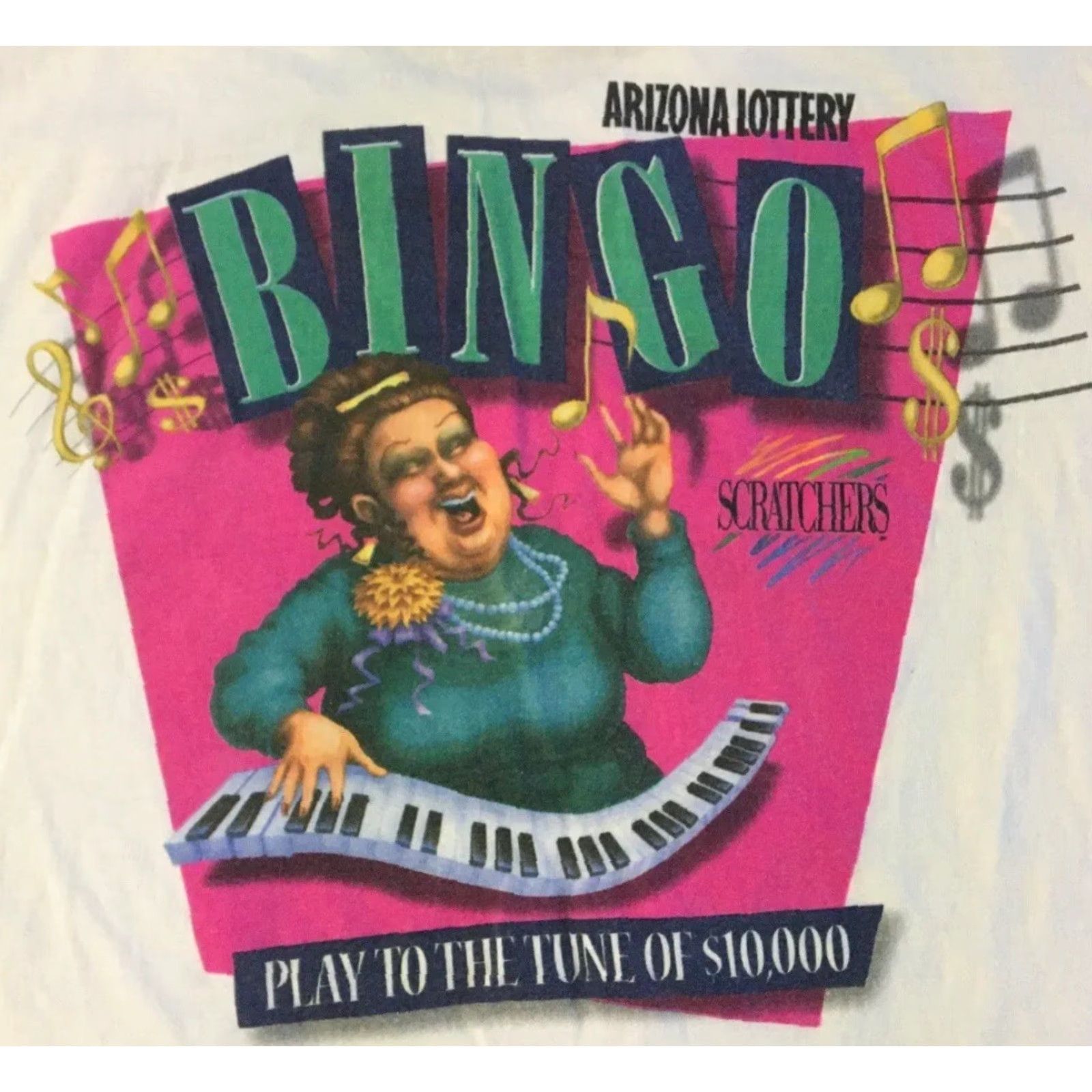 Vintage VINTAGE Arizona Lottery Bingo Scratcher Shirt XL White USA Money Gambling Funny Grunge 90s Size US XL / EU 56 / 4 - 3 Thumbnail