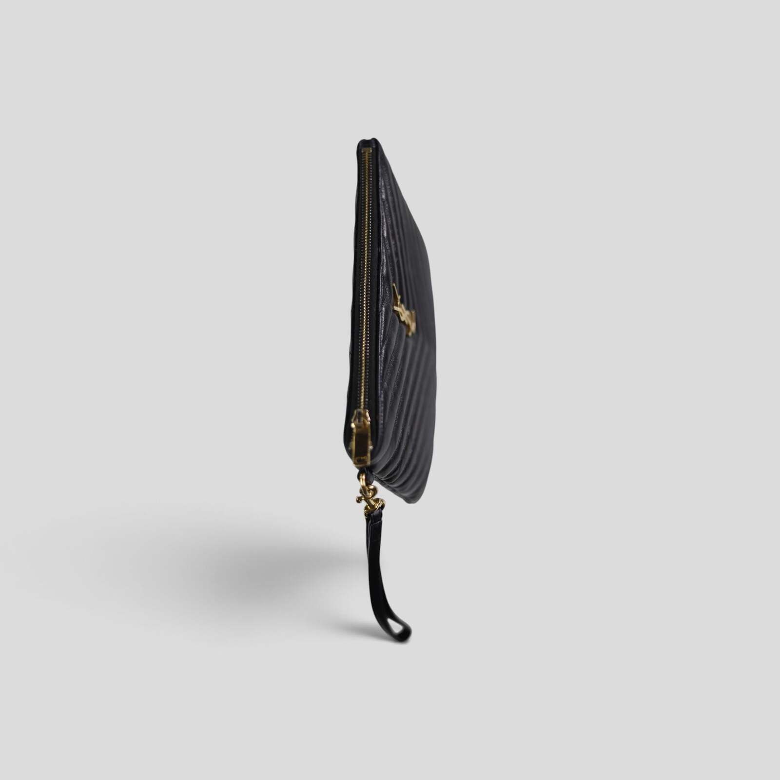 Saint Laurent Paris Saint Laurant YSL Monogram Quilted Leather Clutch in Black Size ONE SIZE - 8 Thumbnail