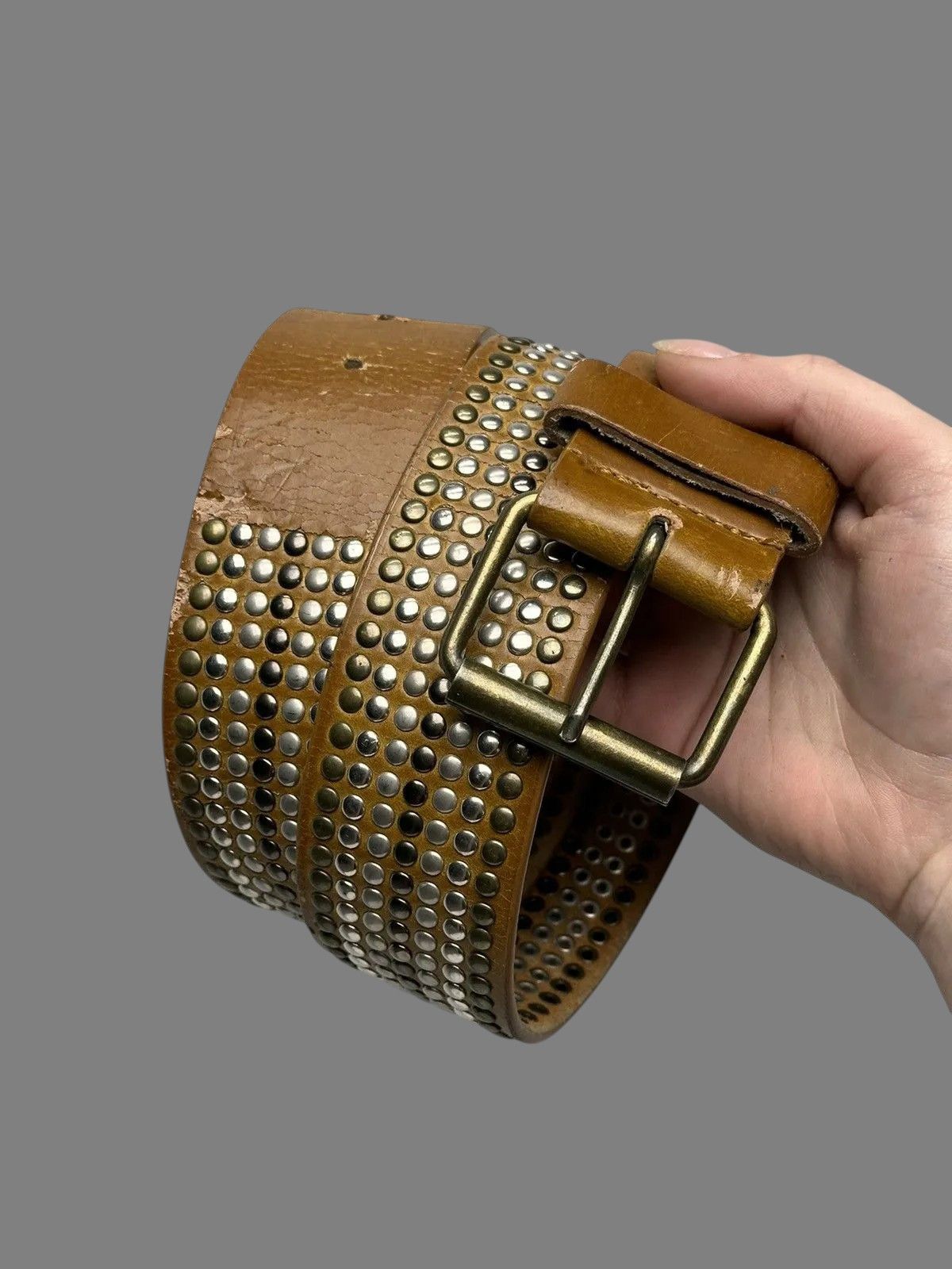 Beauty Beast Vintage Brown Leather Belt Classic Italian Handmade Style Size ONE SIZE - 2 Thumbnail
