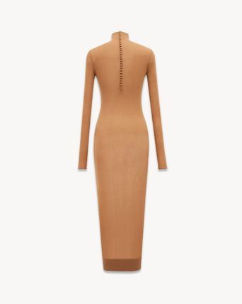 Saint Laurent Paris o1bcso1str1125 Turtleneck Dress In Stretch in Caramel/Brown Size M / US 6-8 / IT 42-44 - 2 Thumbnail