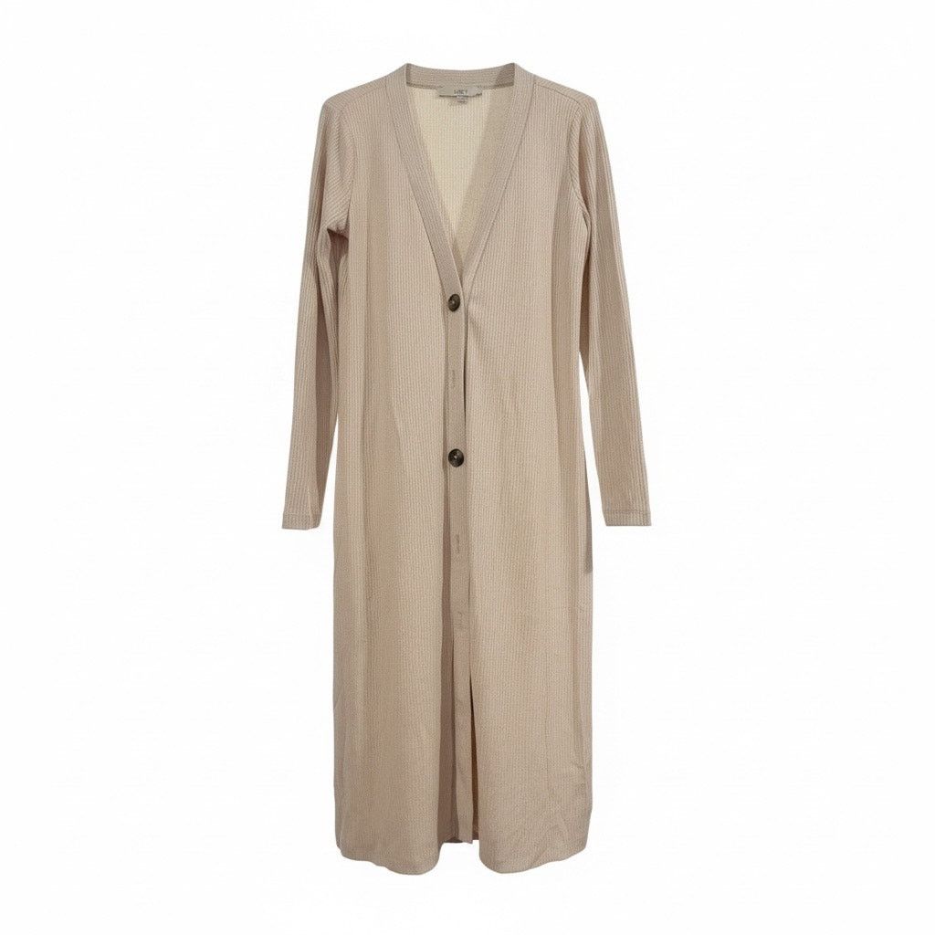 Loft LOFT Women’s Small Ribbed Long Duster Cardigan Beige Size S / US 4 / IT 40 - 1 Thumbnail