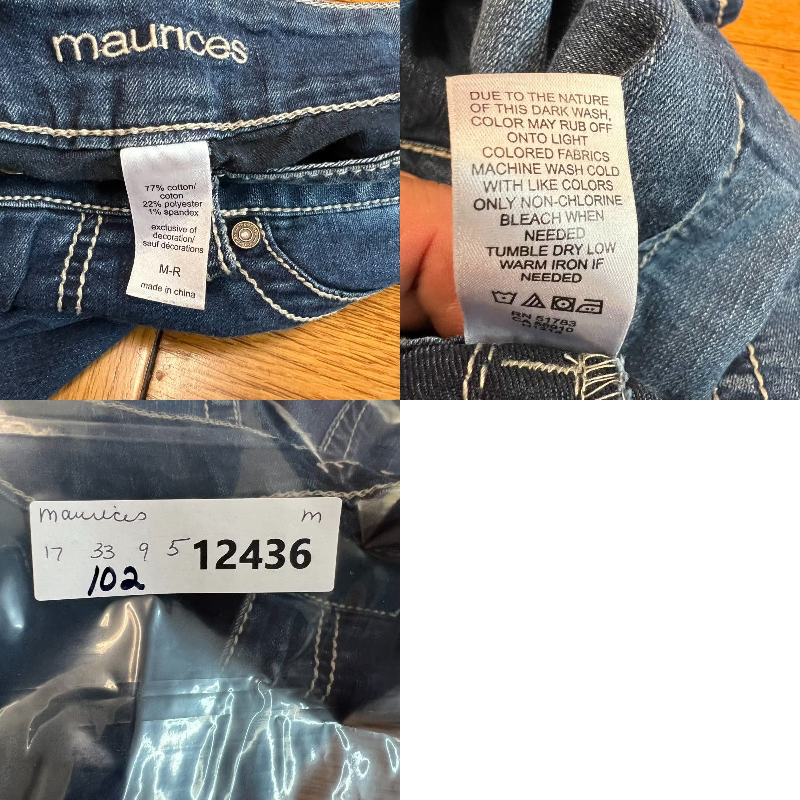 Vintage Maurice's Distressed Skinny Jeans Blue Denim 5-Pocket Womens Size M Regular 34x33 City 90s Bohemian Size 32" / US 10 / IT 46 - 8 Thumbnail