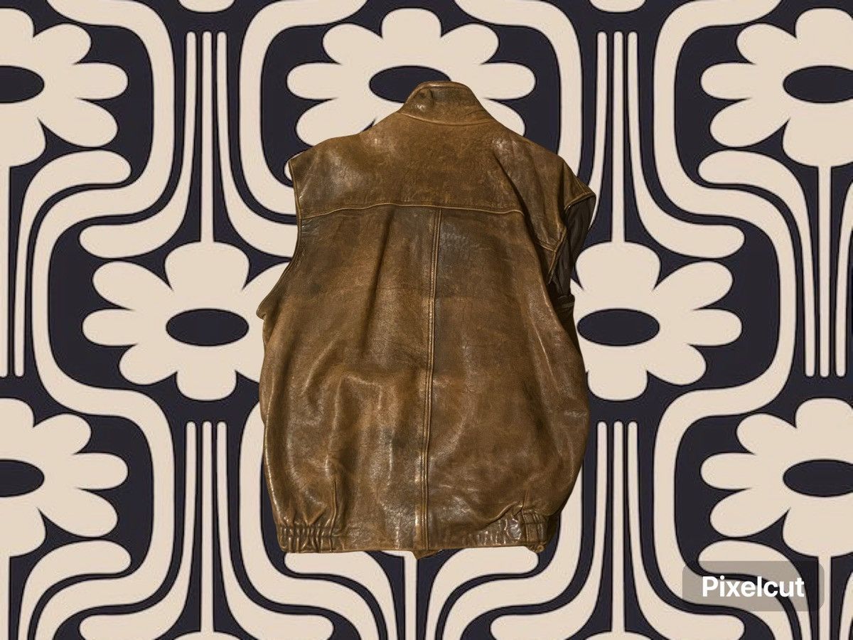 Vintage vintage brown leather vest Size US L / EU 52-54 / 3 - 2 Thumbnail