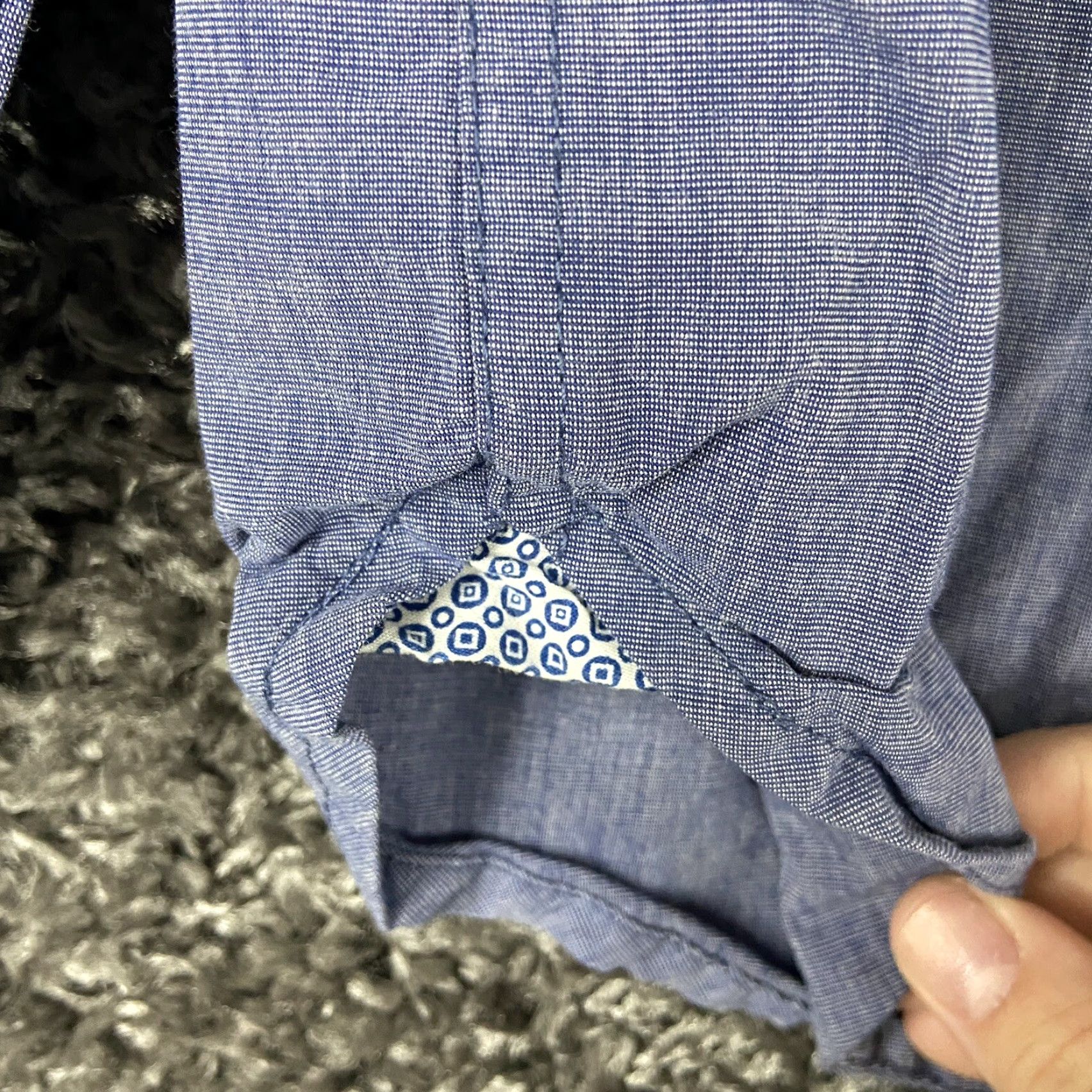 Denime DENIM & FLOWER Button-Up Shirt Men M Long Sleeve Blue Floral Back Color Change Fabric Denim Mens M Blue Floral Shirt Size US M / EU 48-50 / 2 - 2 Thumbnail