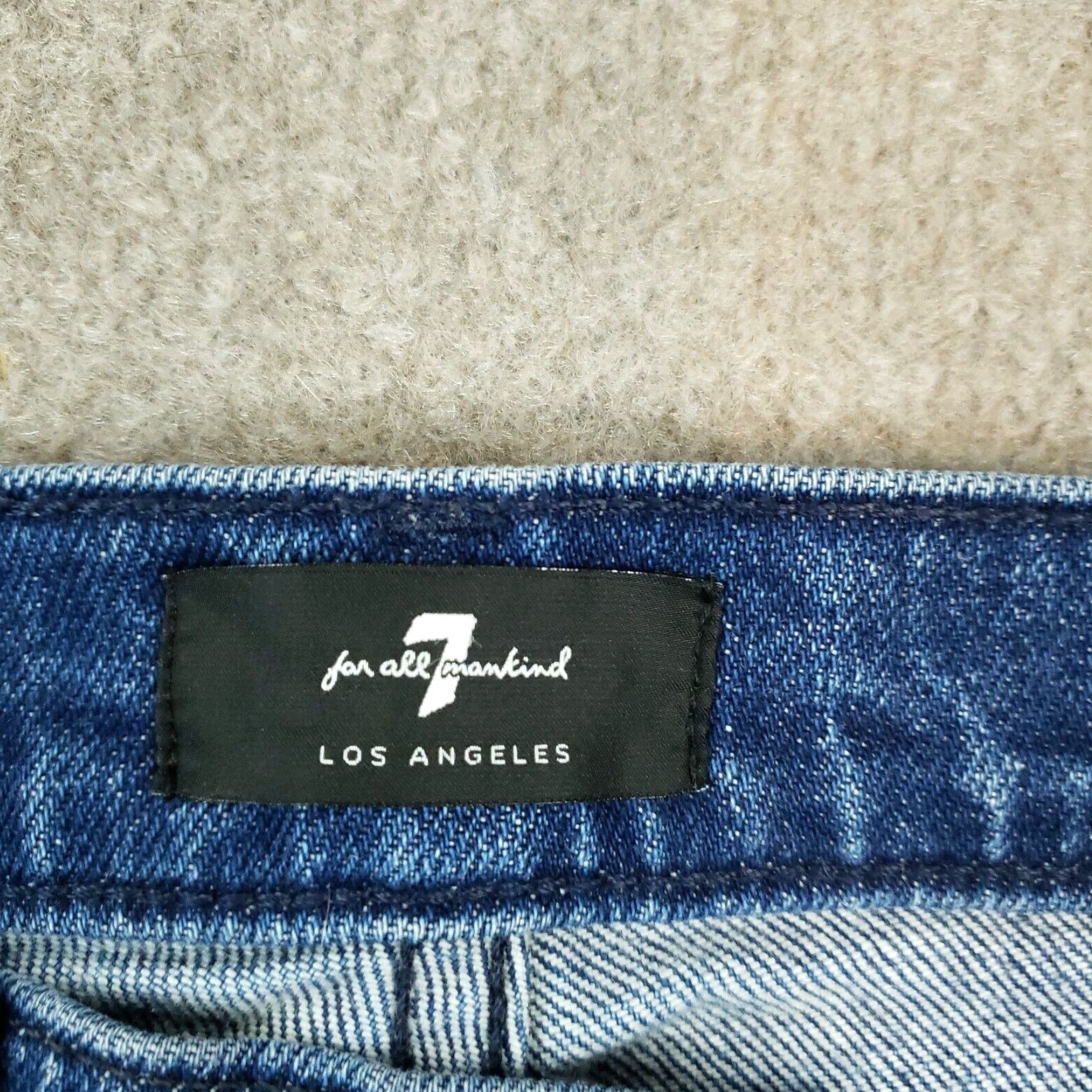 7 For All Mankind 7 For All Mankind High Waist Skinny Stretch Crop Jeans Blue Women's 25x22 Size 42" / US 20 - 7 Thumbnail