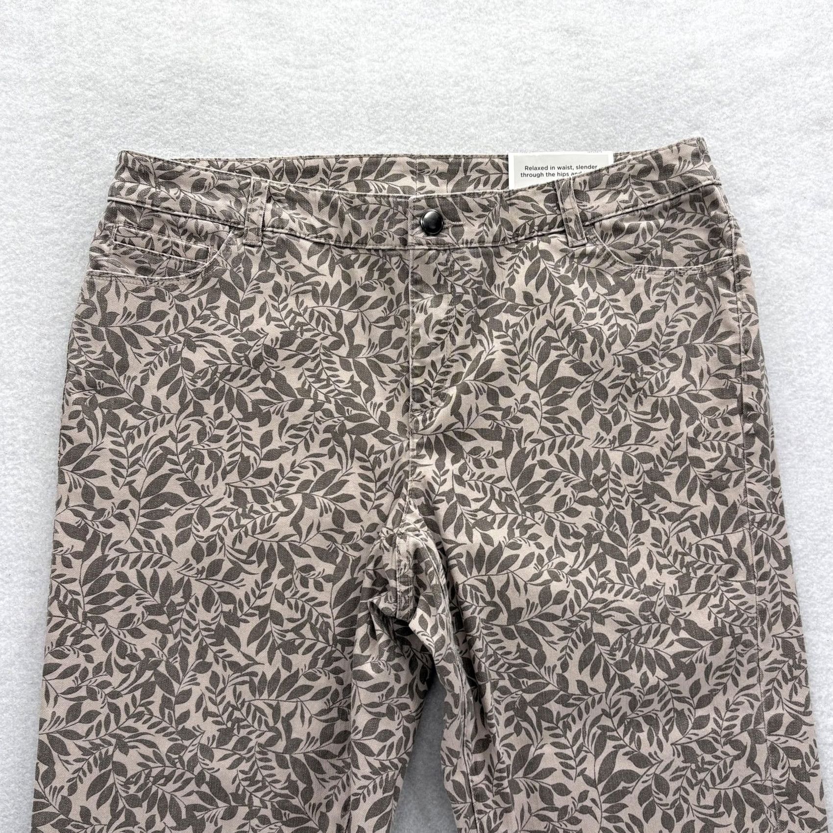 Vintage CJ Banks Perfect Jean Crop Straight Fit Jeans Womens 14W Beige Floral Casual NWT Size 36" / US 14 / IT 50 - 2 Thumbnail