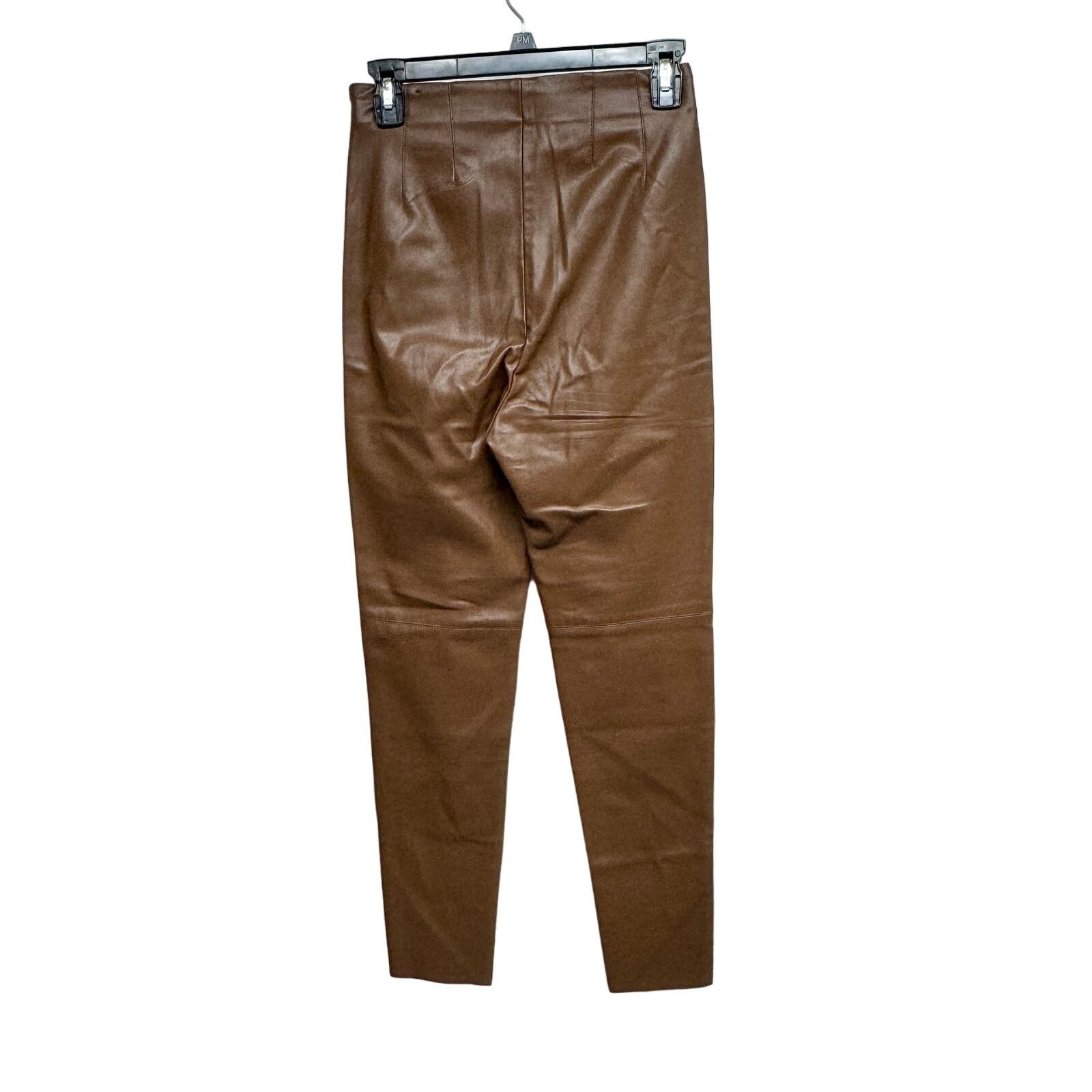 Zara Zara Camel Faux Leather High Rise Ankle Zip Leggings XS Size 25" / US 0 / IT 36 - 3 Thumbnail
