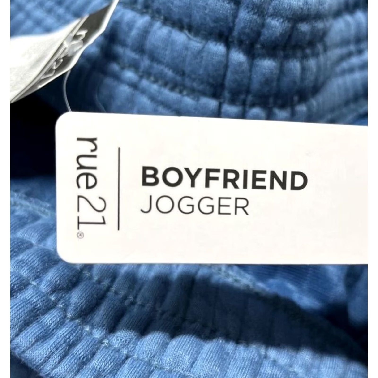 Vintage Rue21 Boyfriend Jogger Pants Womens M Blue Pockets Elastic Waist Quilted New Size 29" - 7 Thumbnail
