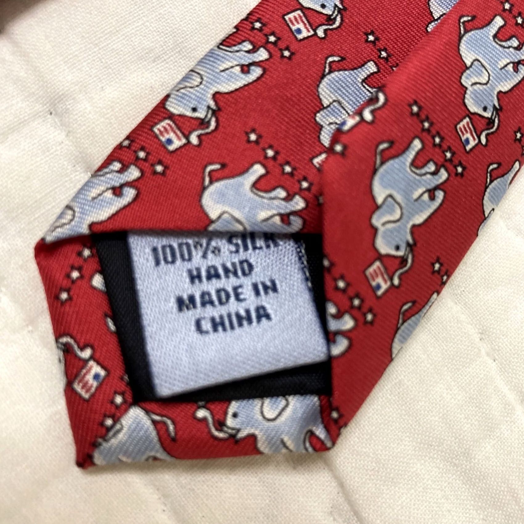 Vintage Sero Necktie Silk Red New England Classics Republican Elephants Tie Men Classic Width Size ONE SIZE - 4 Thumbnail