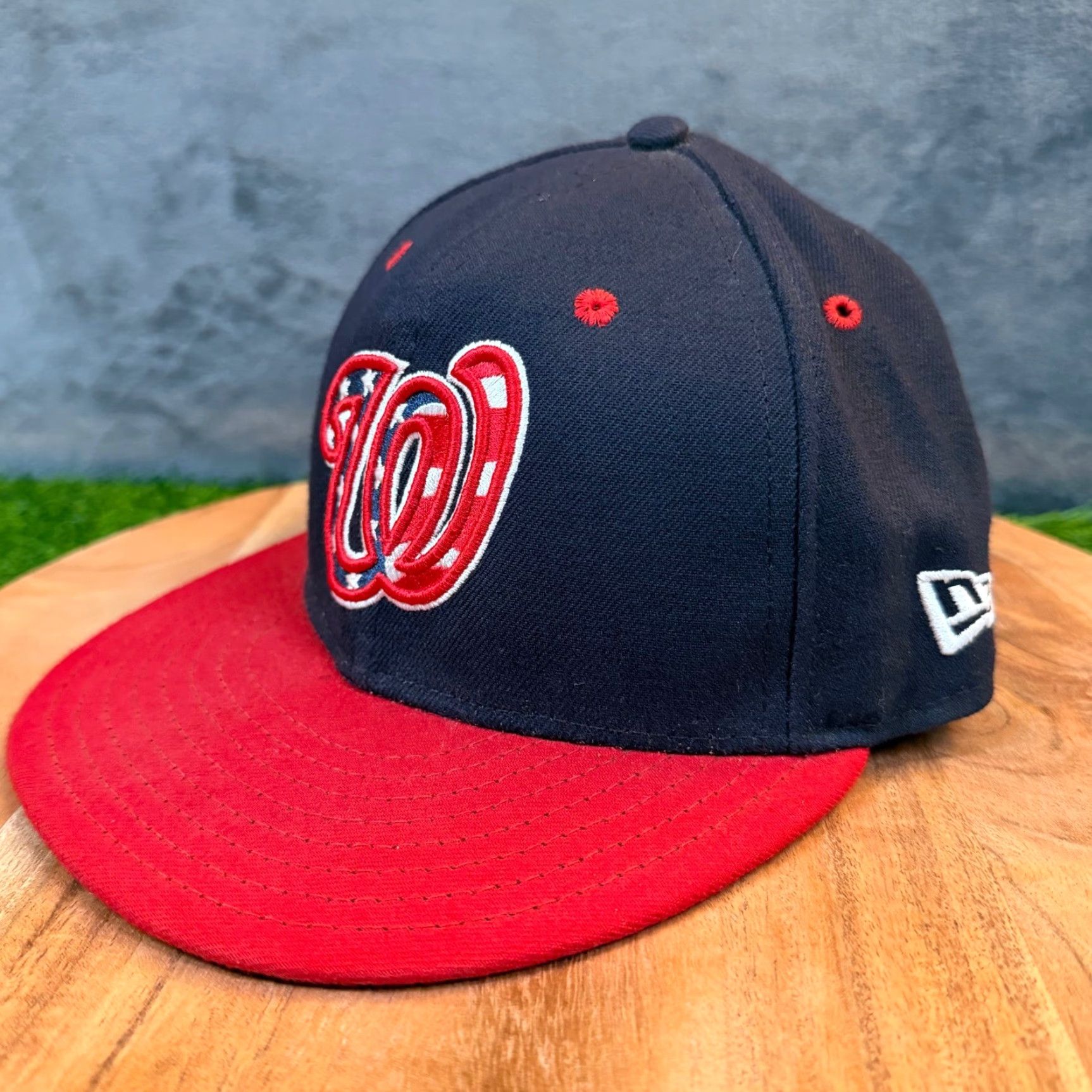 New Era New Era Washington Nationals 59FIFTY Hat Navy Red 6 7/8 Mens Baseball Cap Size ONE SIZE - 2 Thumbnail