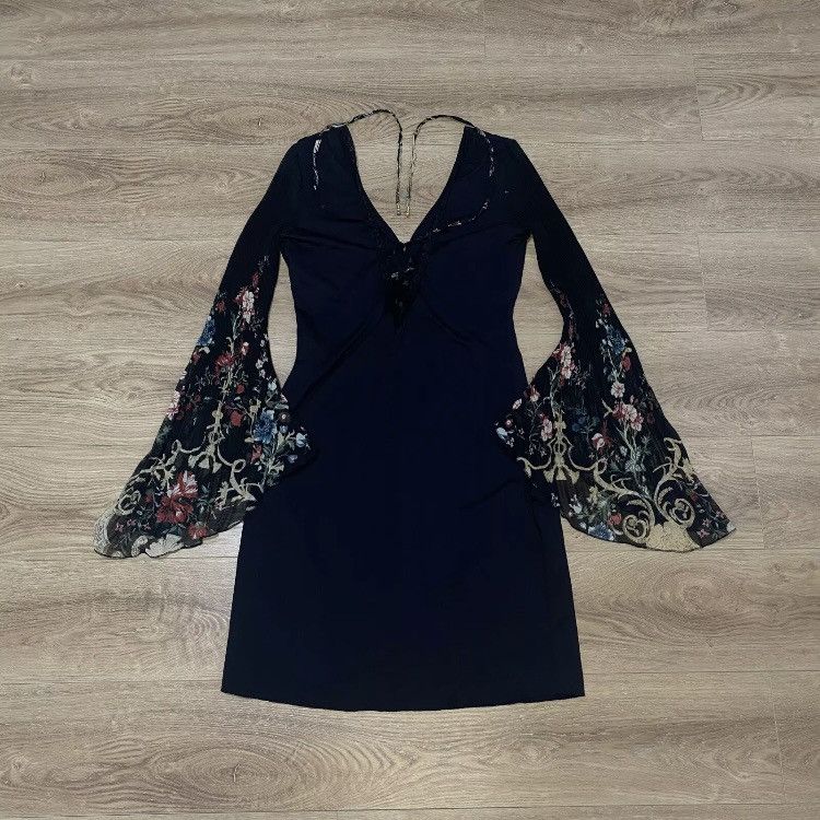 Roberto Cavalli × Vintage Roberto Cavalli floral black midi dress 2007 year Size XL / US 12-14 / IT 48-50 - 4 Thumbnail