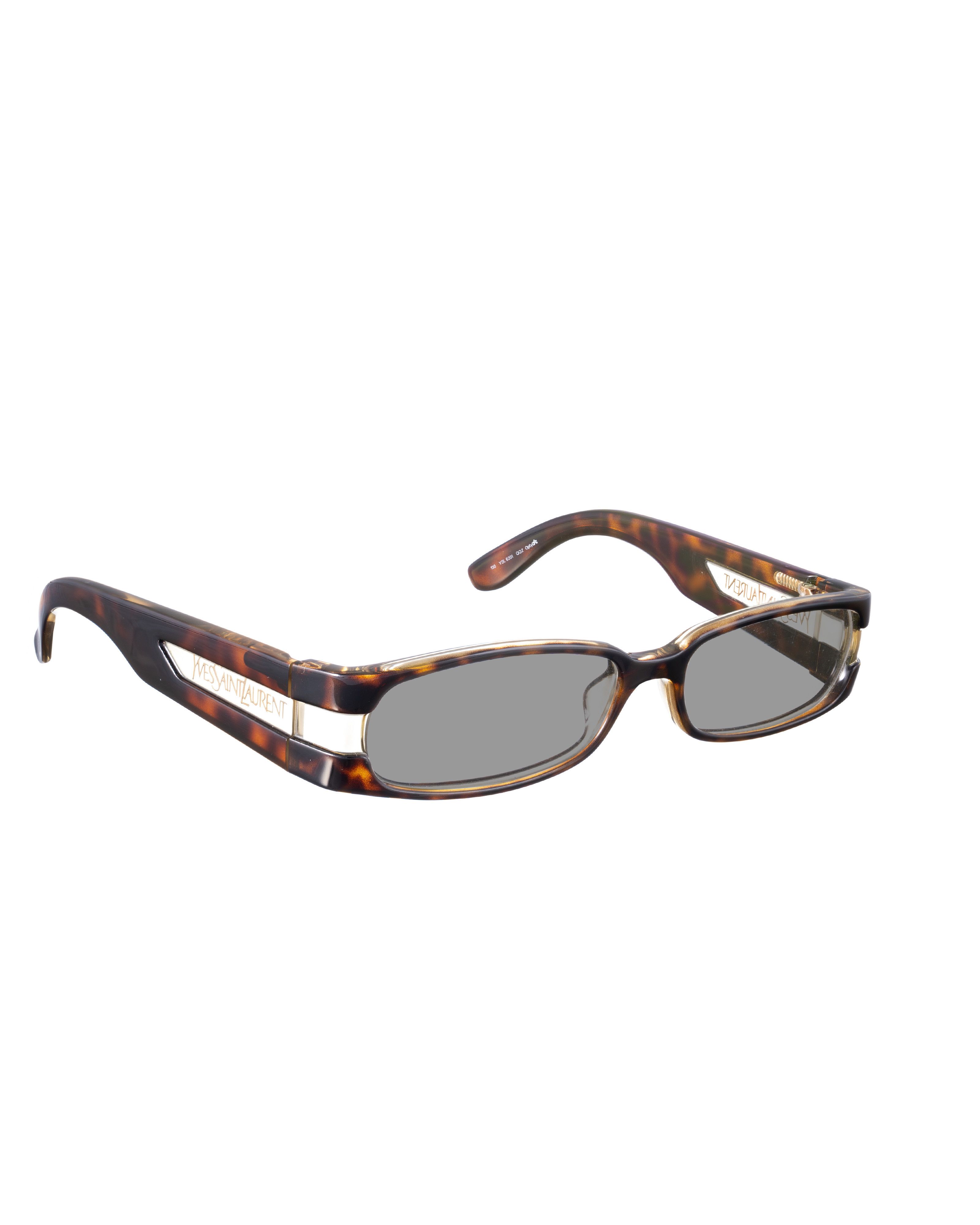 Yves Saint Laurent Yves Saint Laurent 00s Brown Havana and Clear Sunglasses Size ONE SIZE - 1 Thumbnail