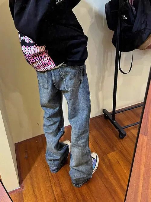 Japanese Brand × Jean Vintage loose washed distressed straight jeans Size US 32 / EU 48 - 4 Thumbnail