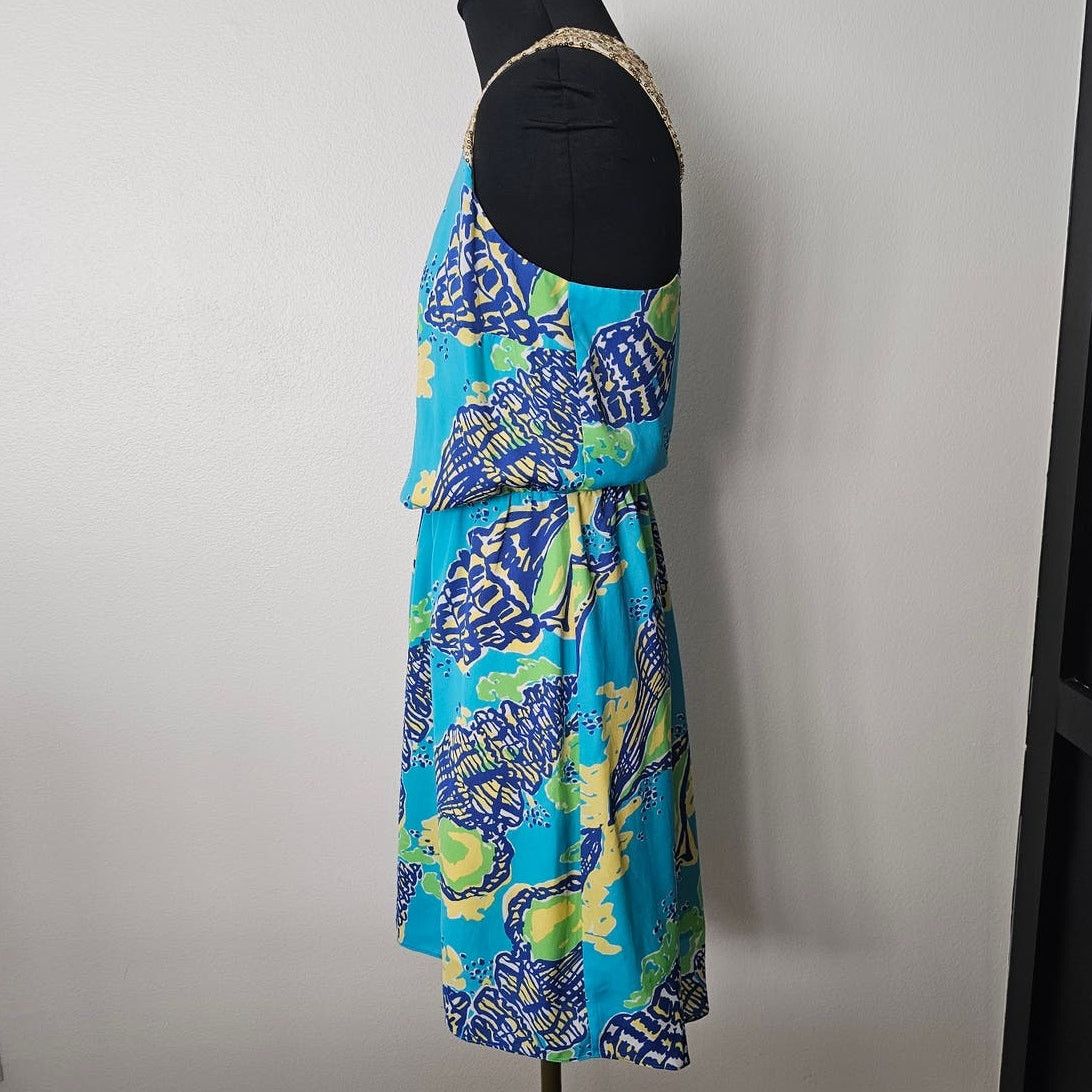 Lilly Pulitzer EUC Lilly Pulitzer Calissi Turquoise Sound the Horn Dress XS Size XS / US 0-2 / IT 36-38 - 5 Thumbnail
