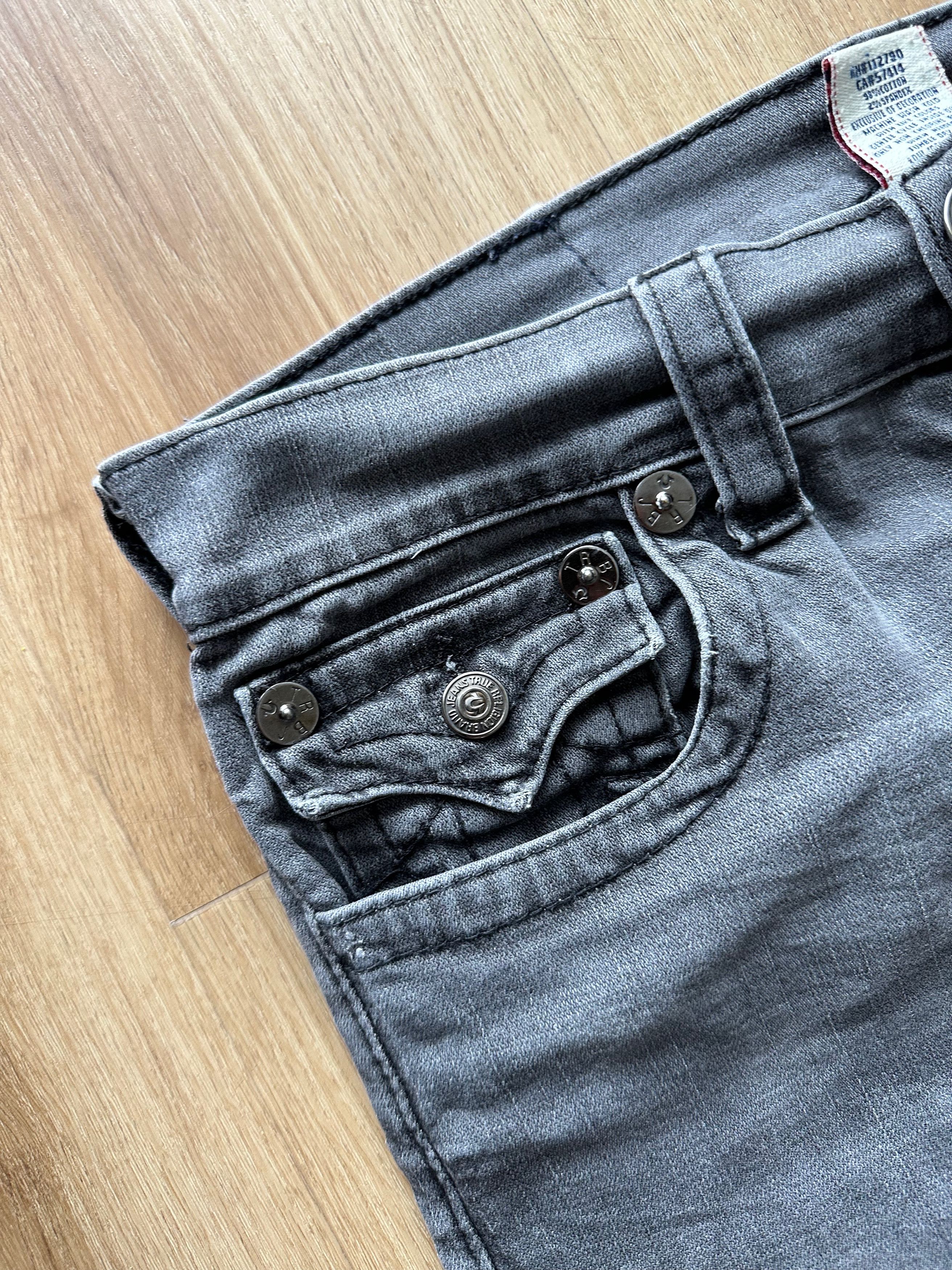 True Religion True Religion Gray Stretch Straight denim pants metal dots Size US 31 - 3 Thumbnail