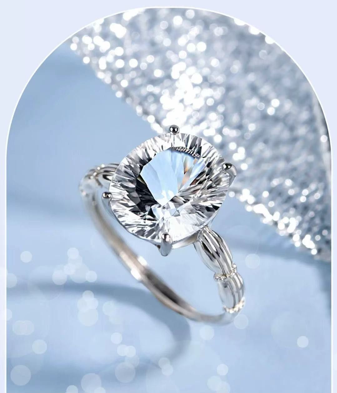 Sterling Silver Natural Clear Quartz Ring Size ONE SIZE - 3 Thumbnail