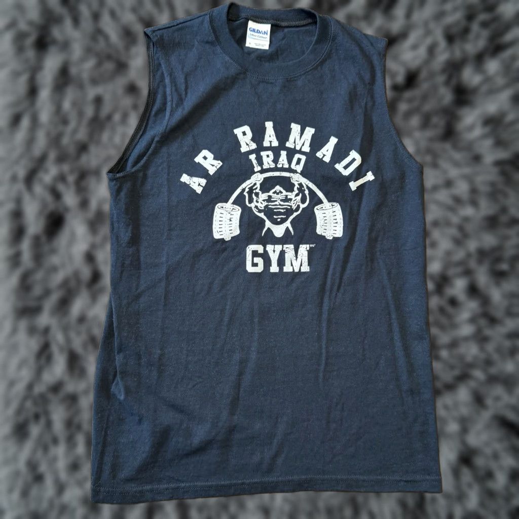 Gildan VINTAGE Ar Ramadi Iraq Gym Sleeveless Shirt Size Small Military Work Out Black Shirt Mens Size US S / EU 44-46 / 1 - 1 Thumbnail
